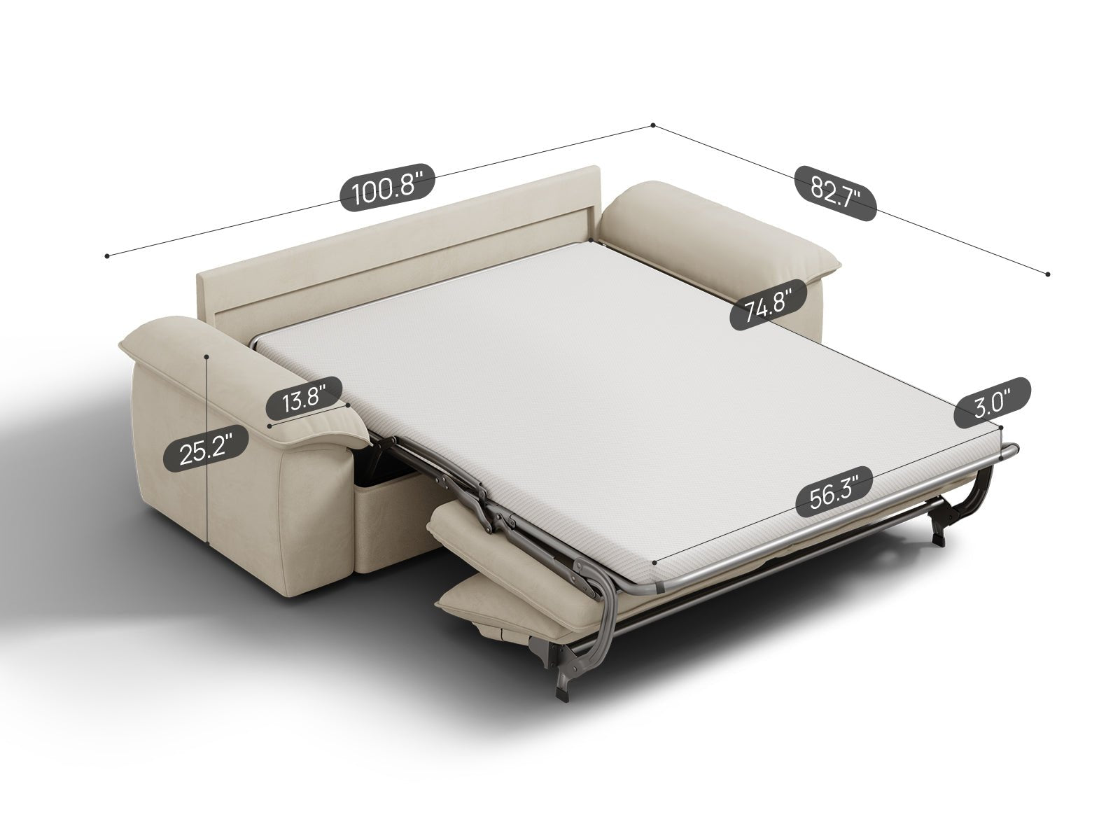 SOMA Retreat II Loveseat with Hidden One - pull Guest Bed | Nap Armrests