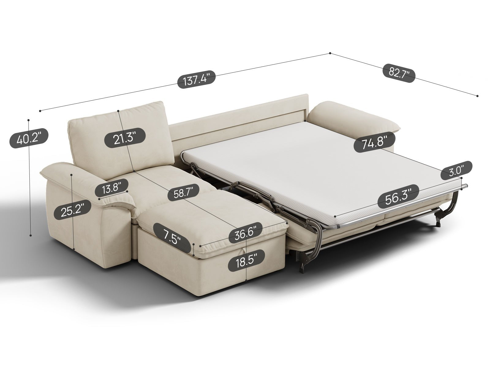 SOMA Retreat II 4 Seat L - shaped, with Hidden One - pull Guest Bed | Nap Armrests