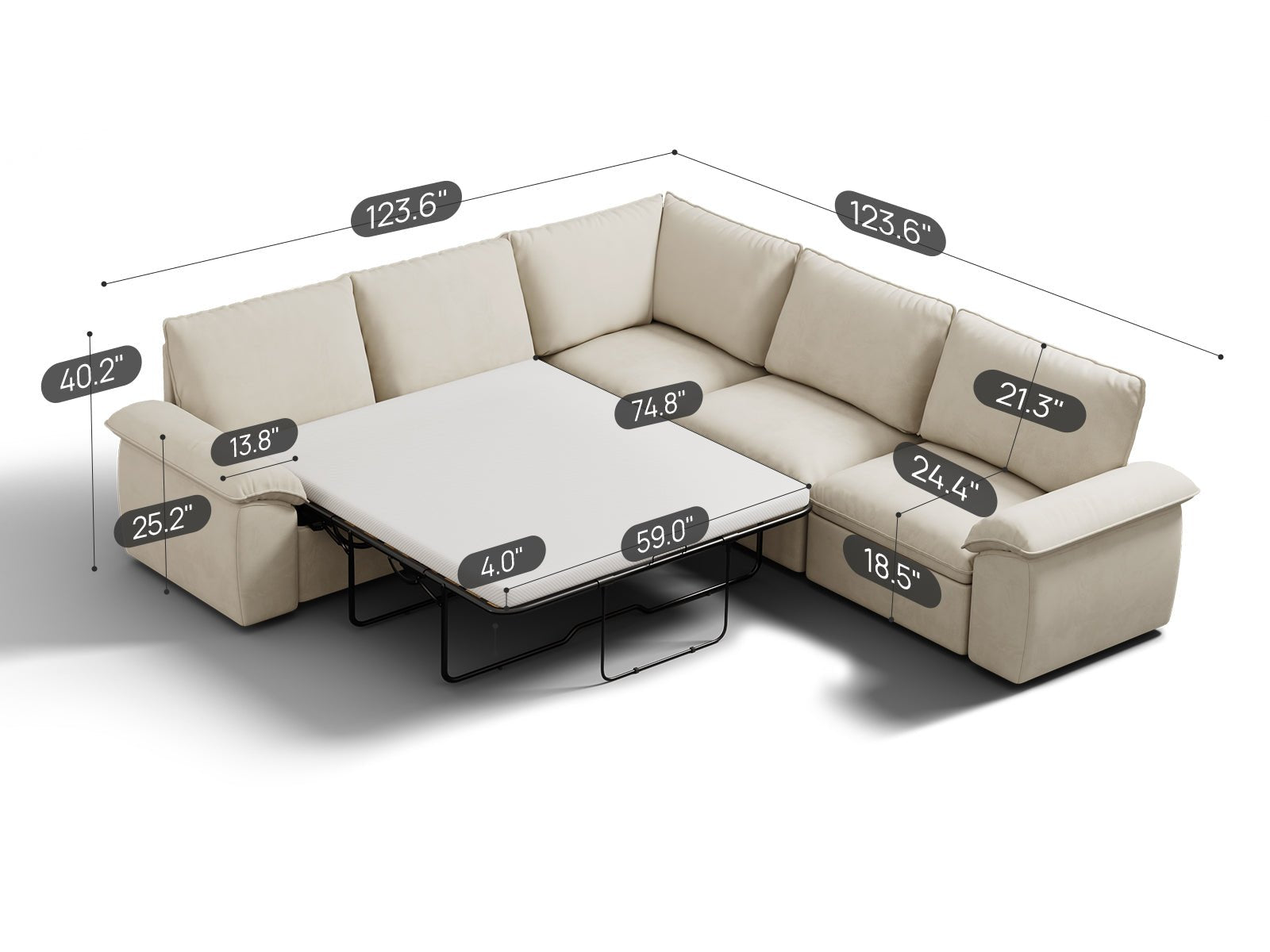 SOMA Retreat I 5 Seat V - shaped, with Hidden Guest Bed | Nap Armrests