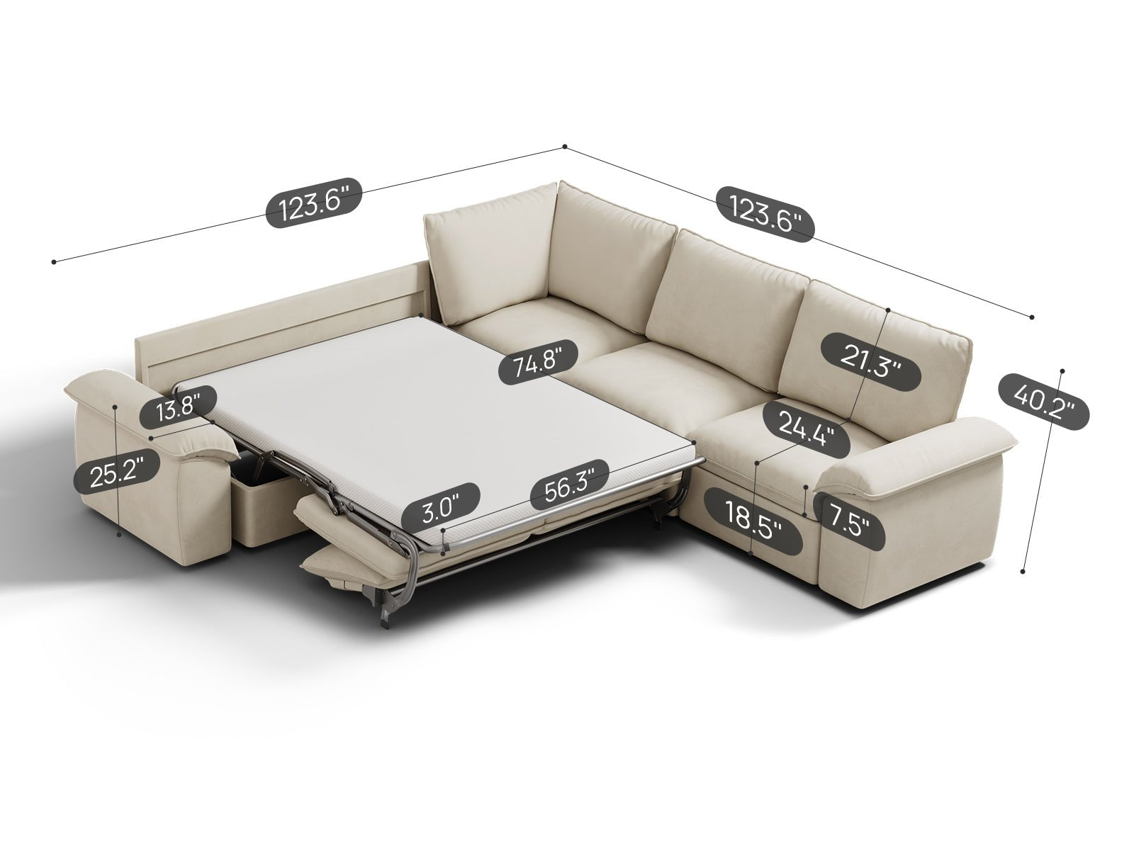 SOMA Retreat II 5 Seat V - shaped, with Hidden One - pull Guest Bed | Nap Armrests
