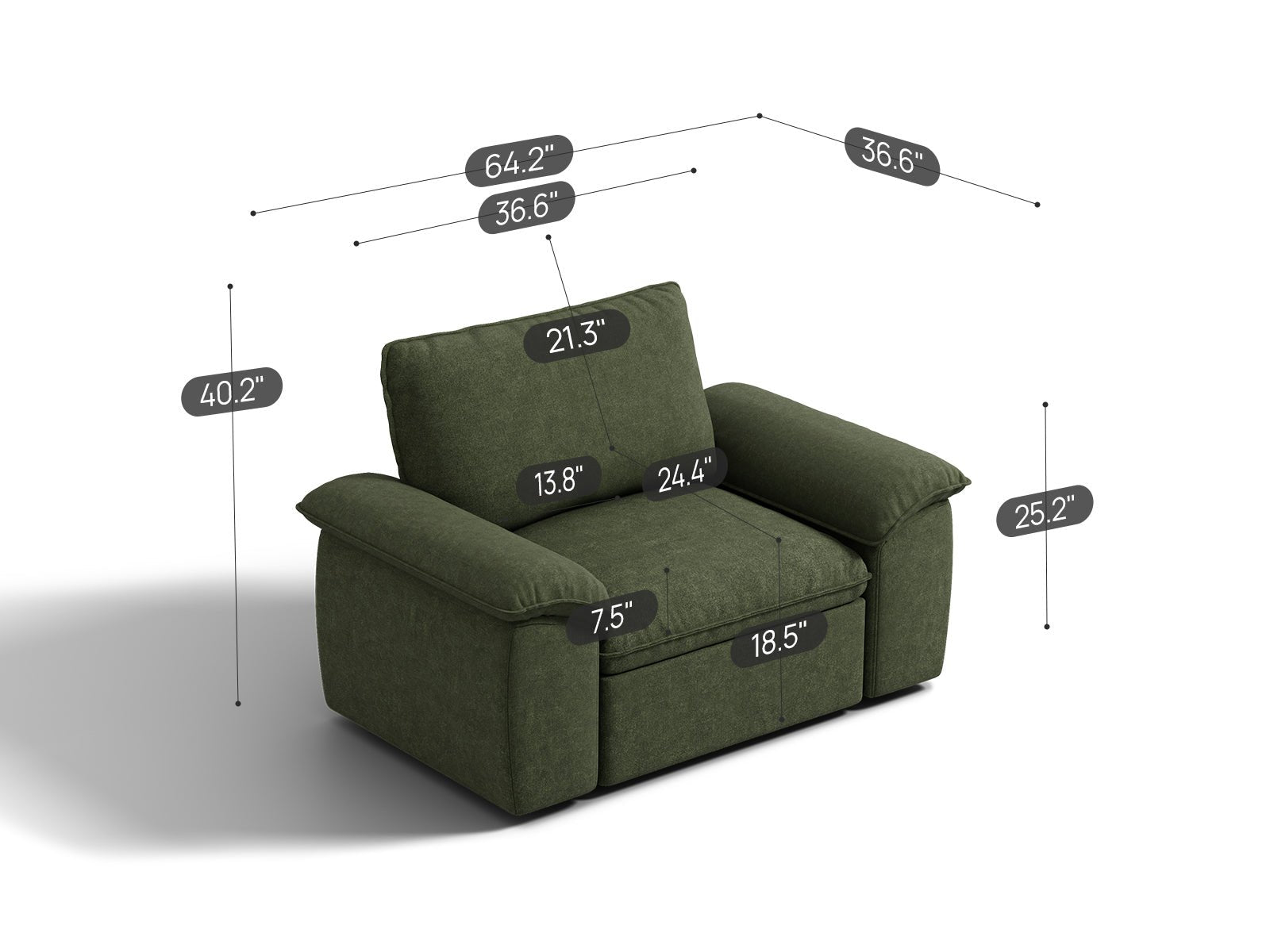 SOMA Origins II 1 Seat Armchair, with Nap Armrests