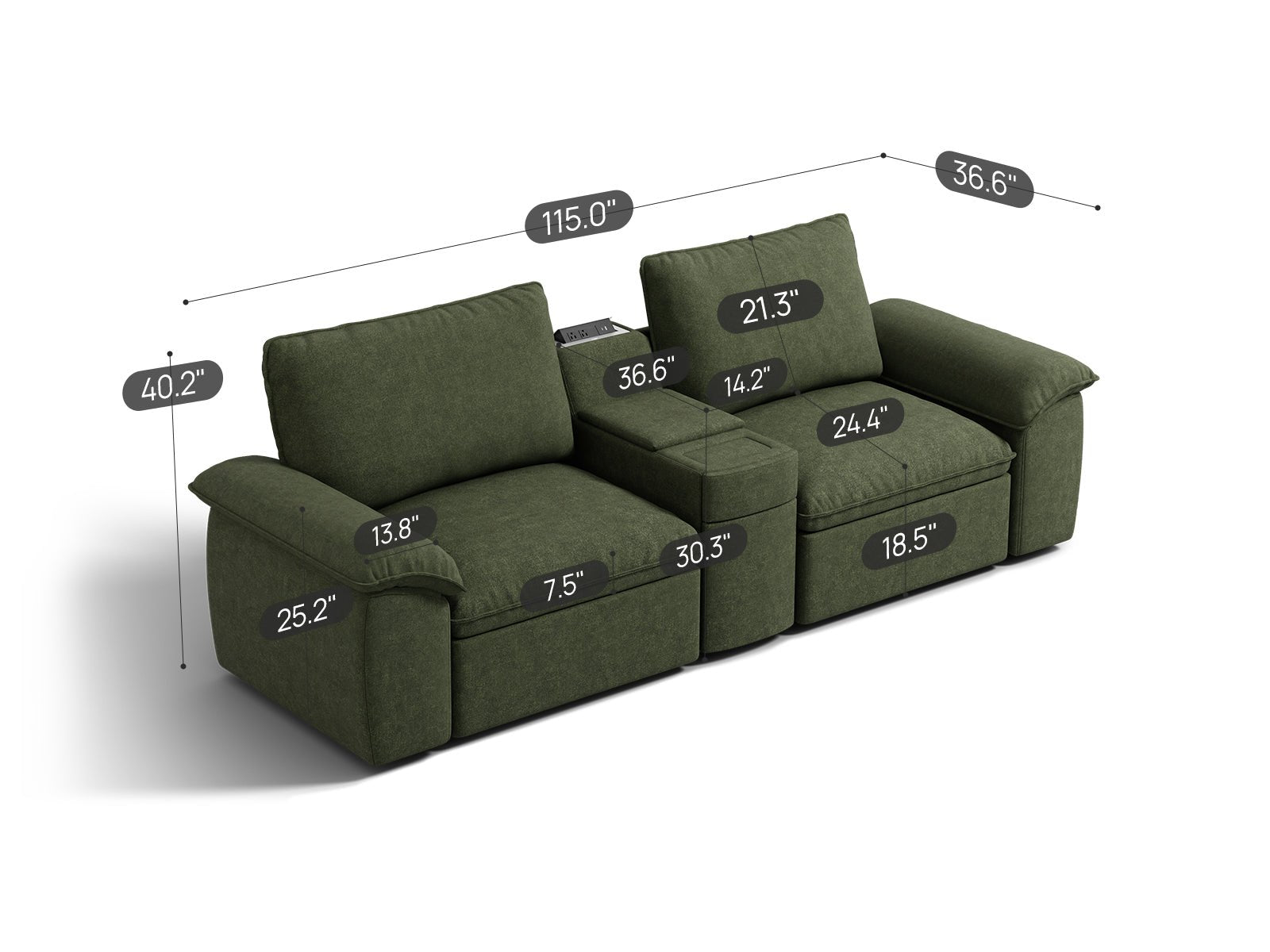 SOMA Motion I 2 Seat, with Nap Armrests & Console