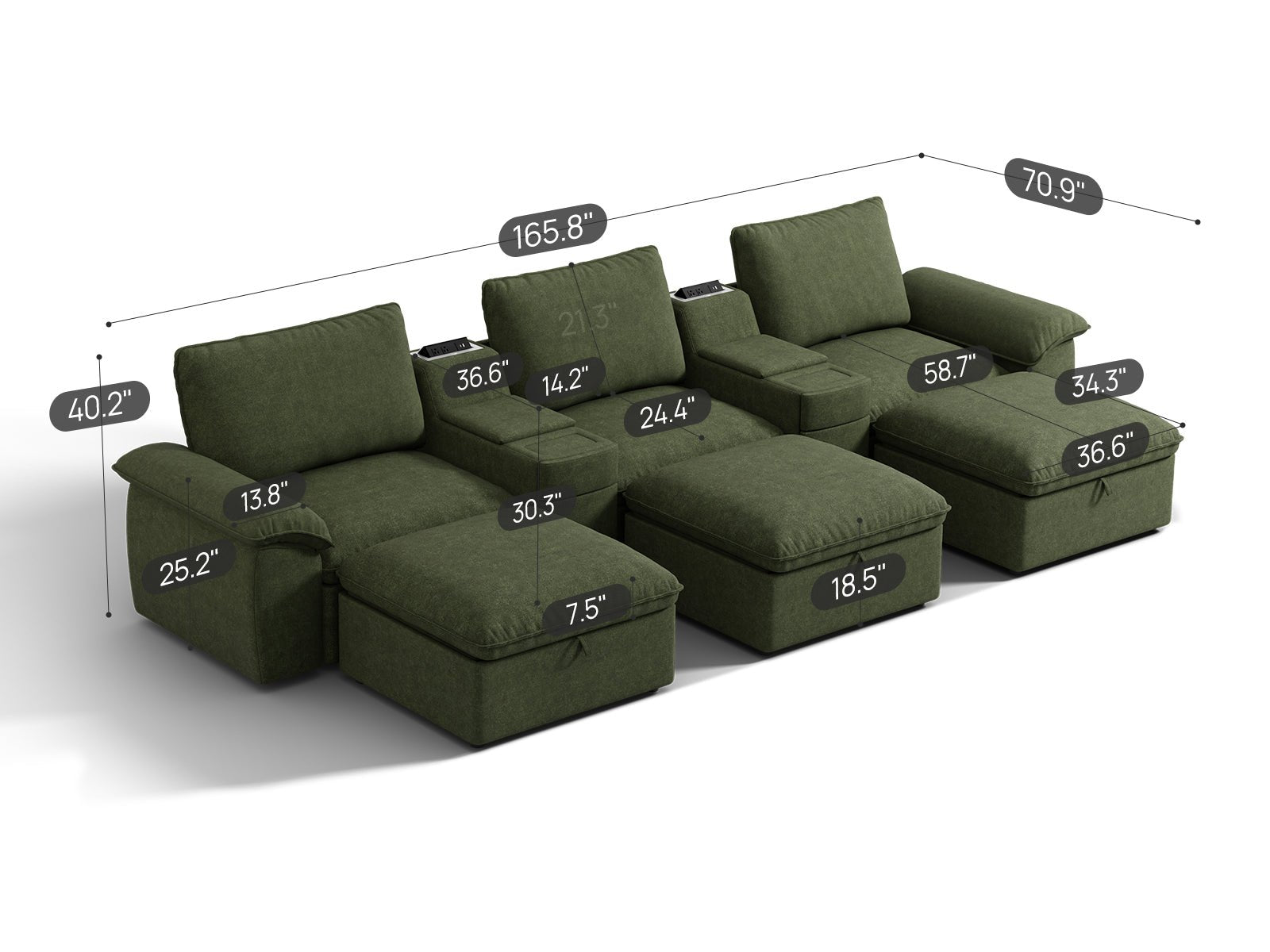 SOMA Motion I 6 Seat , with Nap Armrests & 2 Consoles