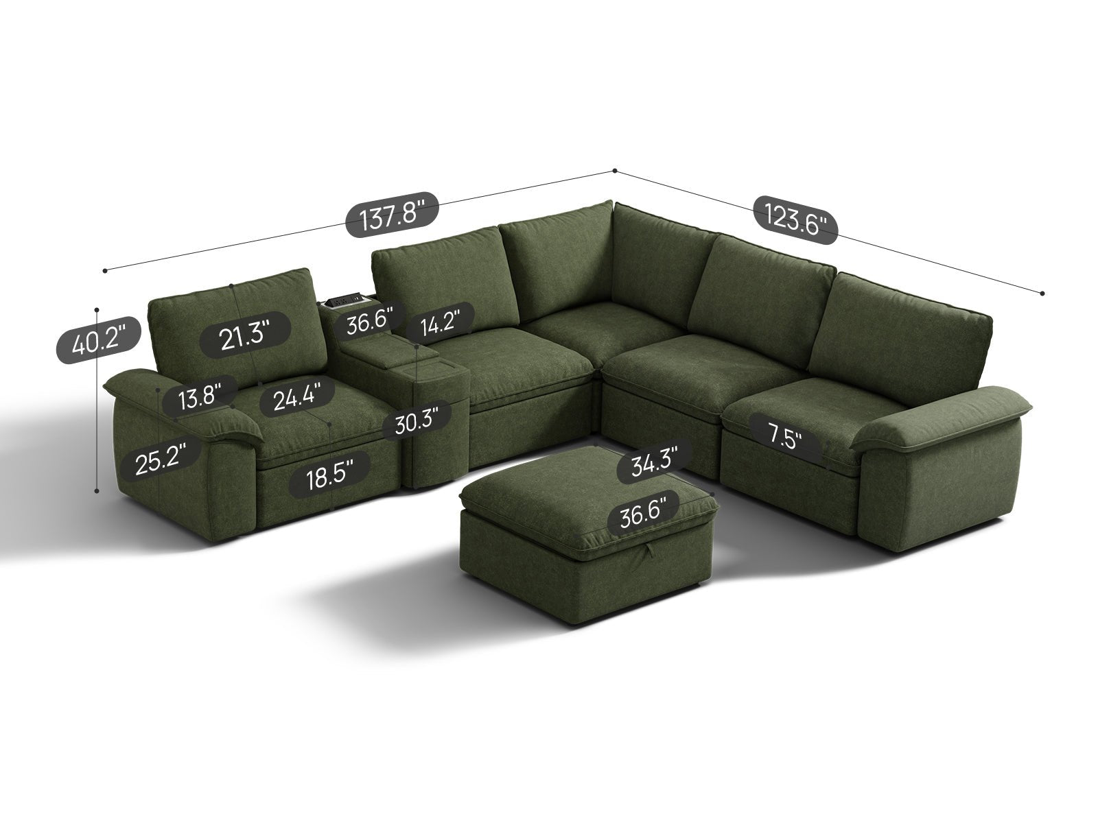 SOMA Motion I 6 Seat V - shaped, with Nap Armrests & Console