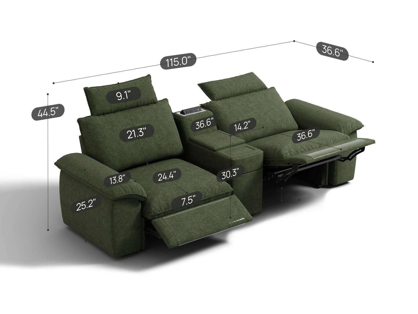 SOMA Prestige 2 Seat Recliner, with Console | Nap Armrests