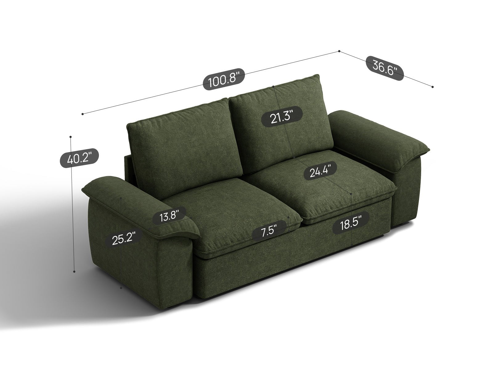 SOMA Retreat II Loveseat with Hidden One - pull Guest Bed | Nap Armrests
