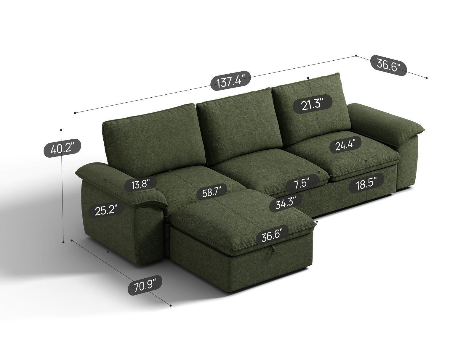 SOMA Retreat I 4 Seat L - shaped, with Hidden Guest Bed | Nap Armrests