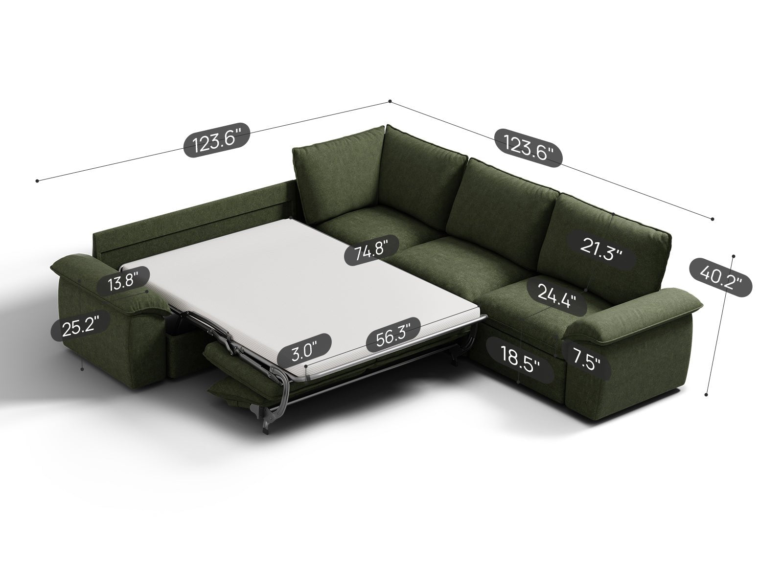 SOMA Retreat II 5 Seat V - shaped, with Hidden One - pull Guest Bed | Nap Armrests