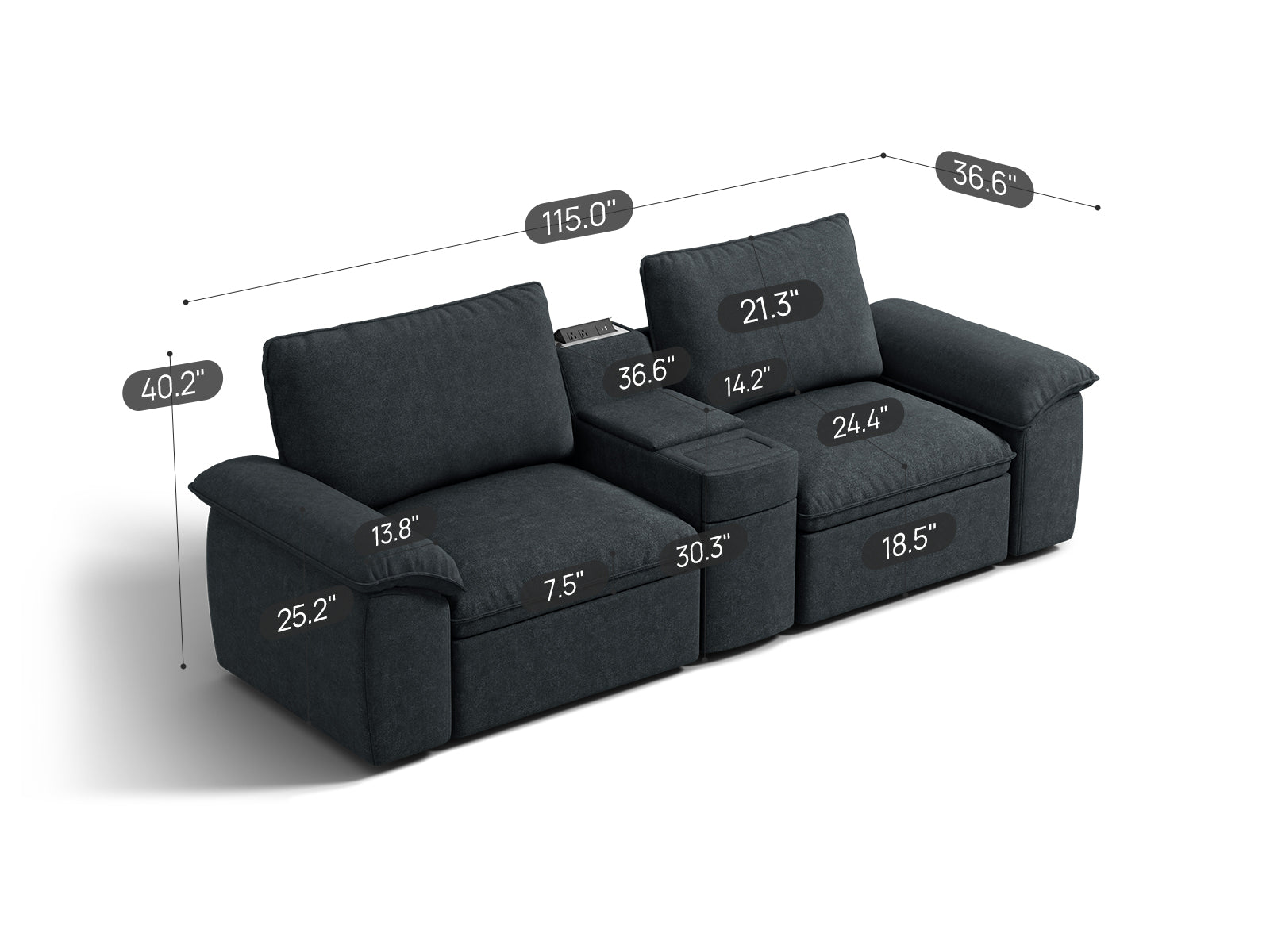 SOMA Motion I 2 Seat, with Nap Armrests & Console