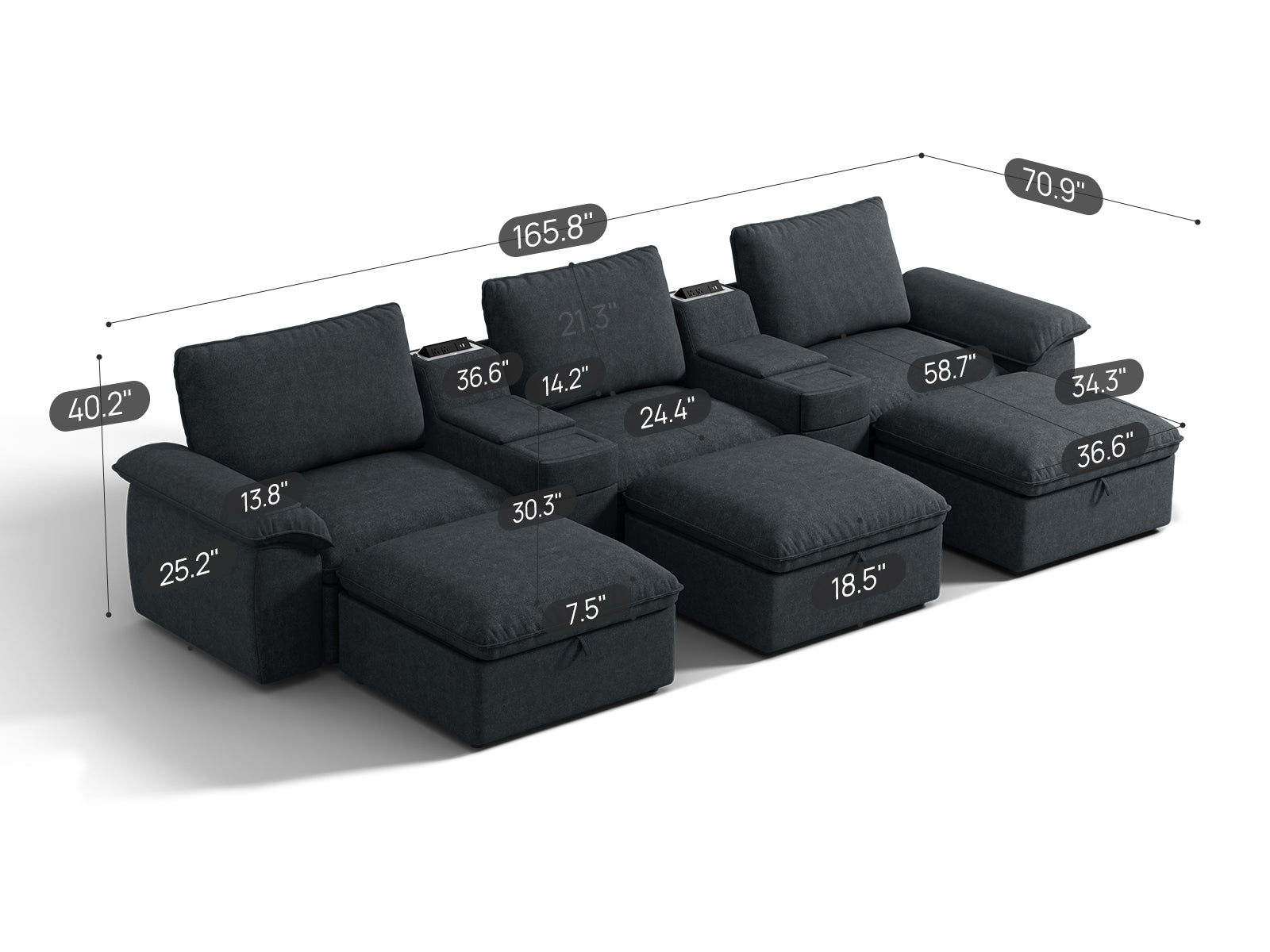SOMA Motion I 6 Seat , with Nap Armrests & 2 Consoles