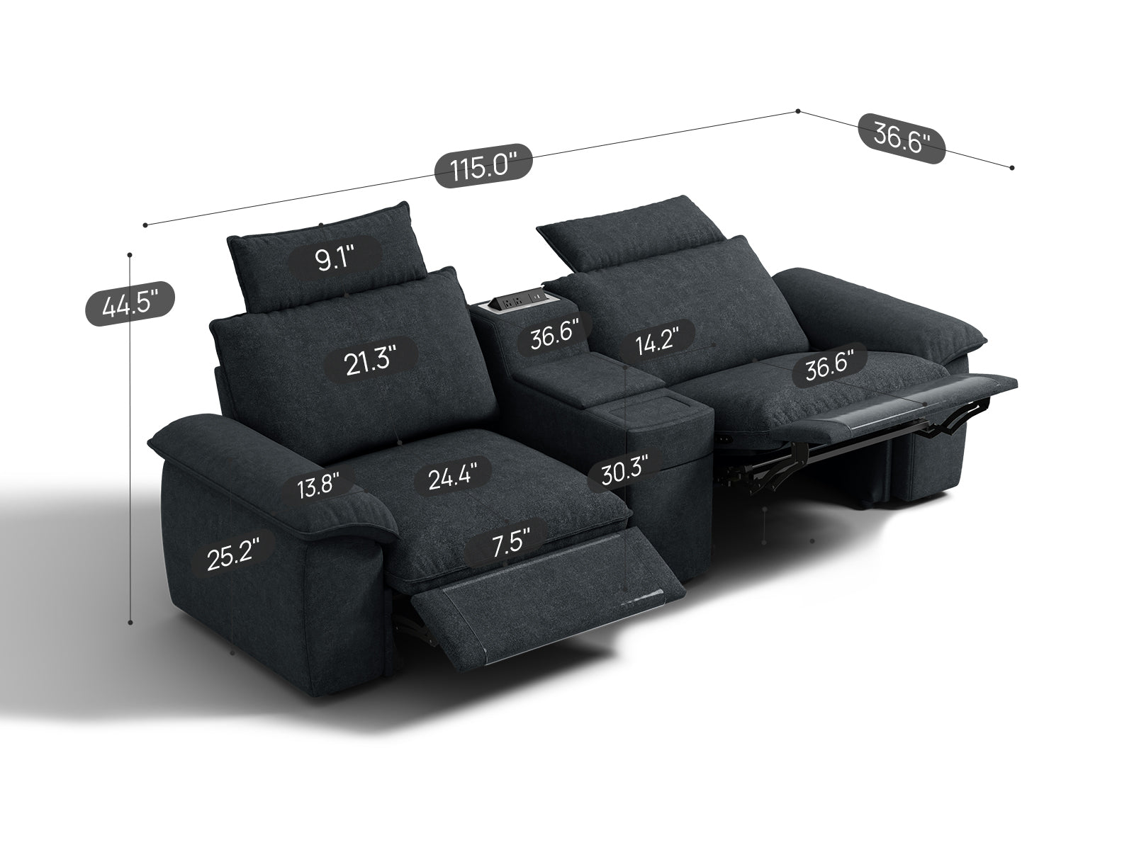 SOMA Prestige 2 Seat Recliner, with Console | Nap Armrests