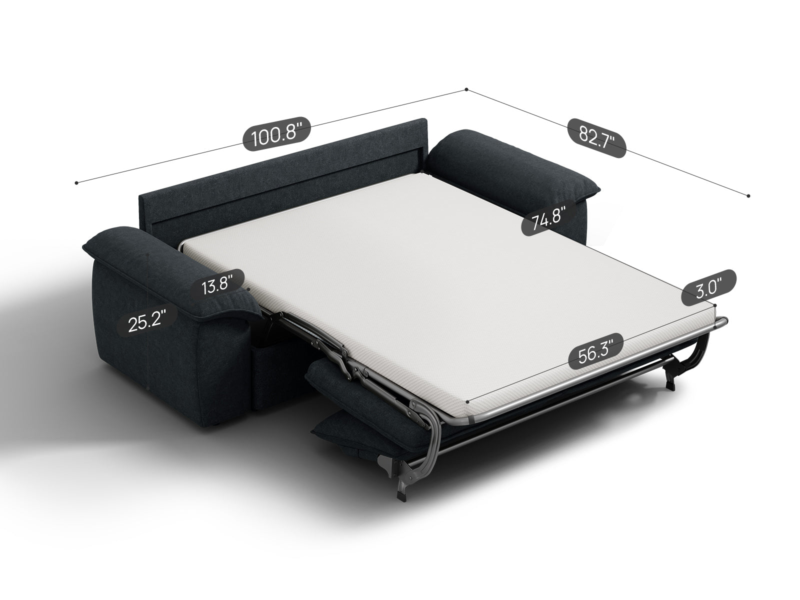 SOMA Retreat II Loveseat with Hidden One - pull Guest Bed | Nap Armrests
