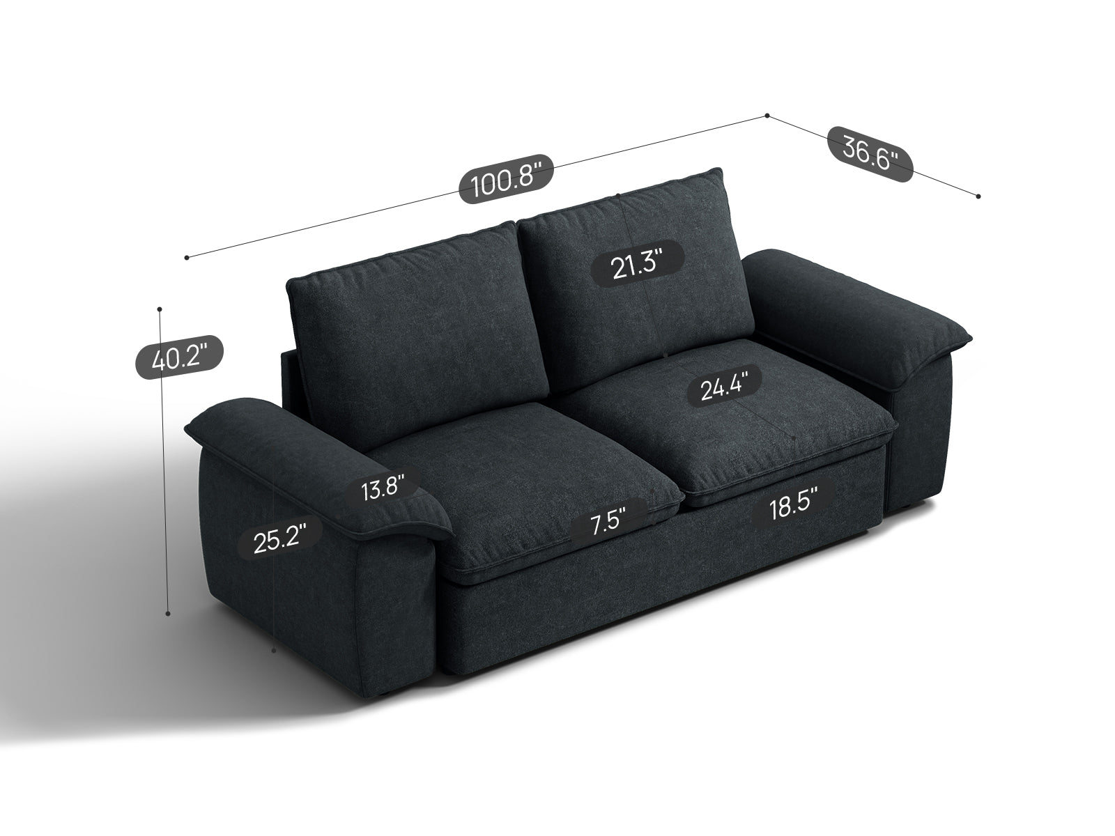 SOMA Retreat II Loveseat with Hidden One - pull Guest Bed | Nap Armrests