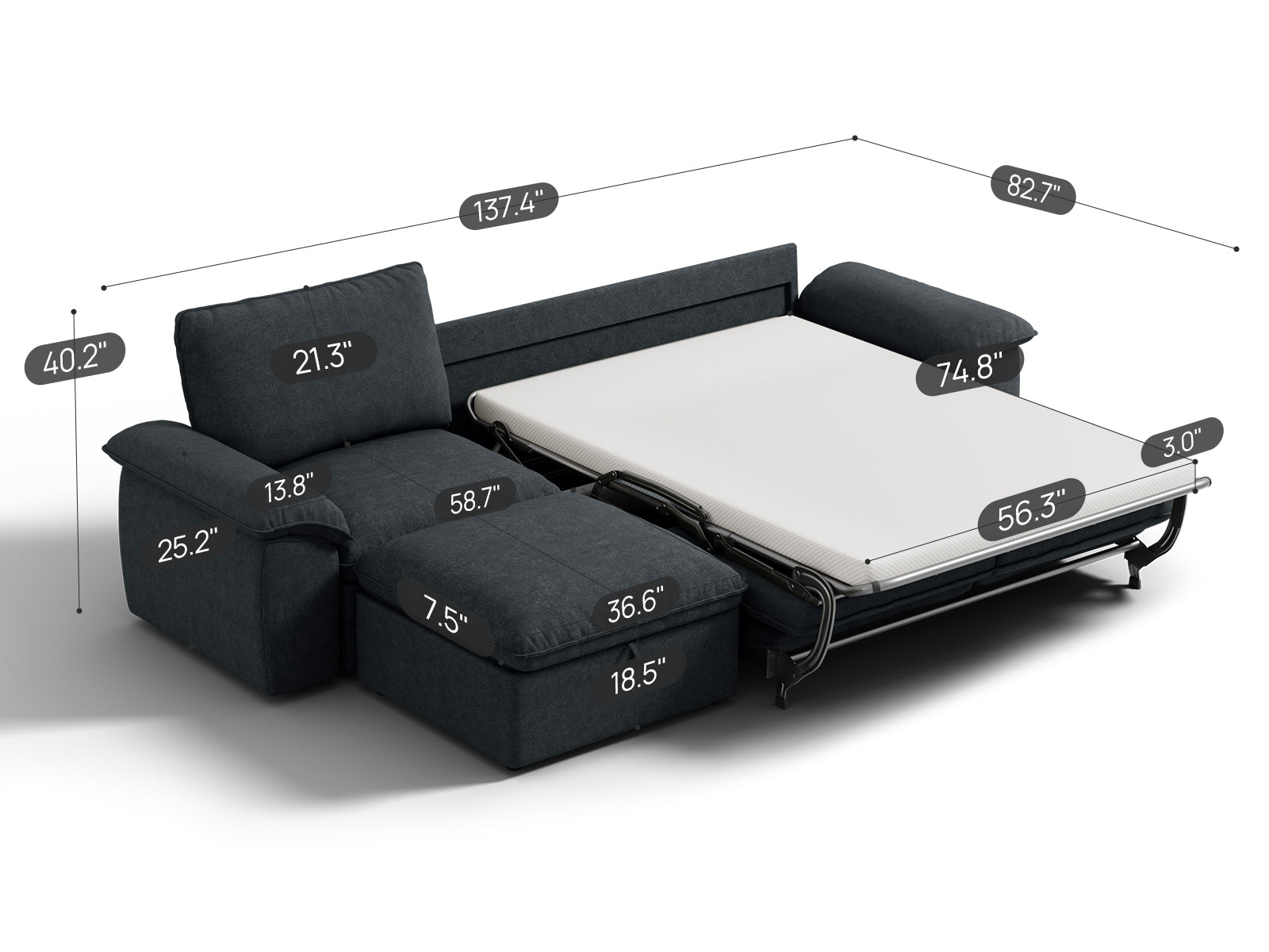 SOMA Retreat II 4 Seat L - shaped, with Hidden One - pull Guest Bed | Nap Armrests