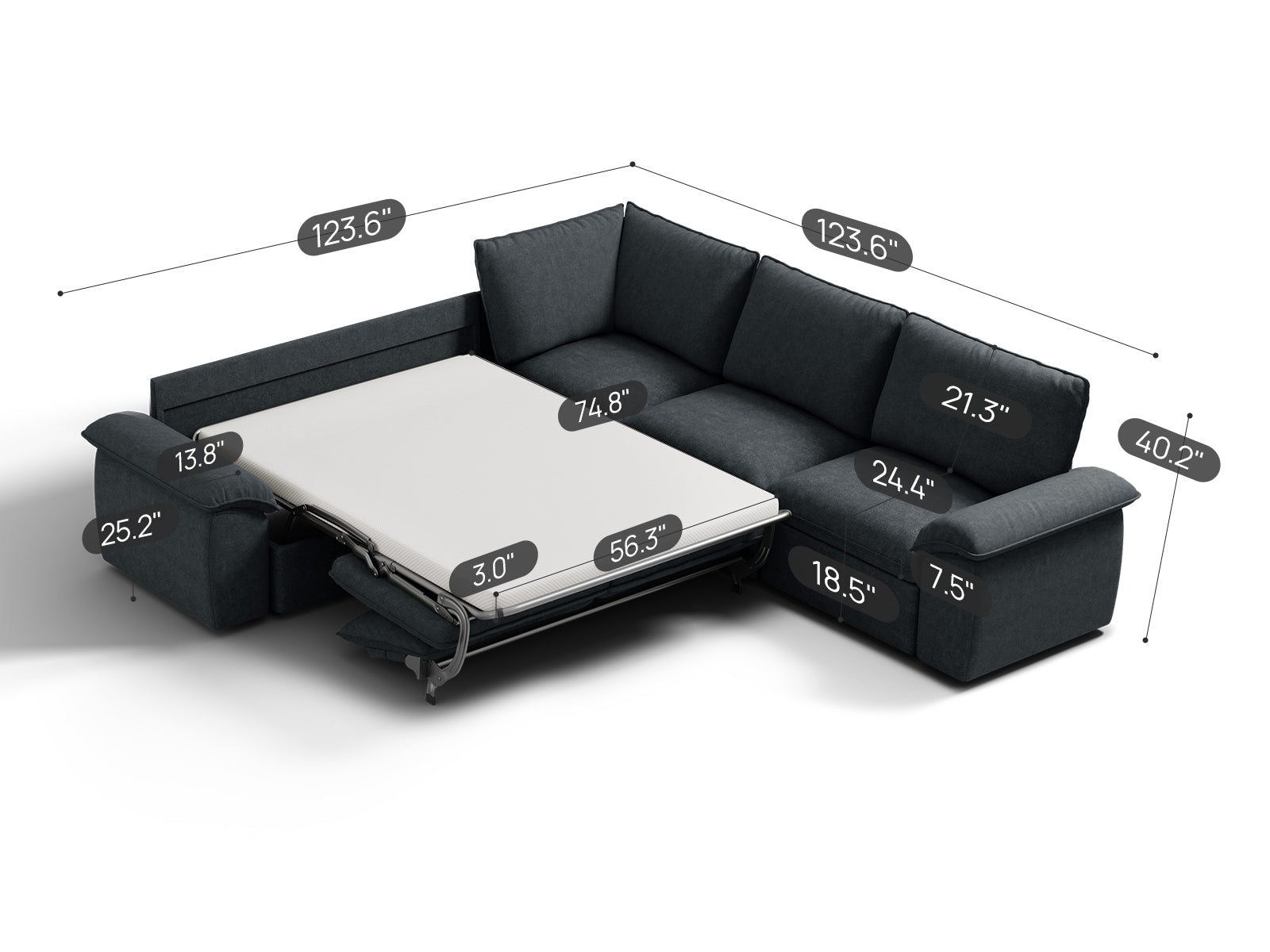 SOMA Retreat II 5 Seat V - shaped, with Hidden One - pull Guest Bed | Nap Armrests