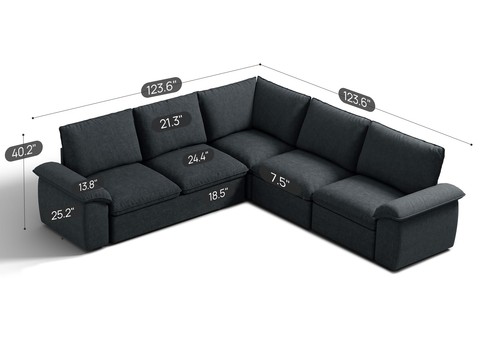SOMA Retreat II 5 Seat V - shaped, with Hidden One - pull Guest Bed | Nap Armrests