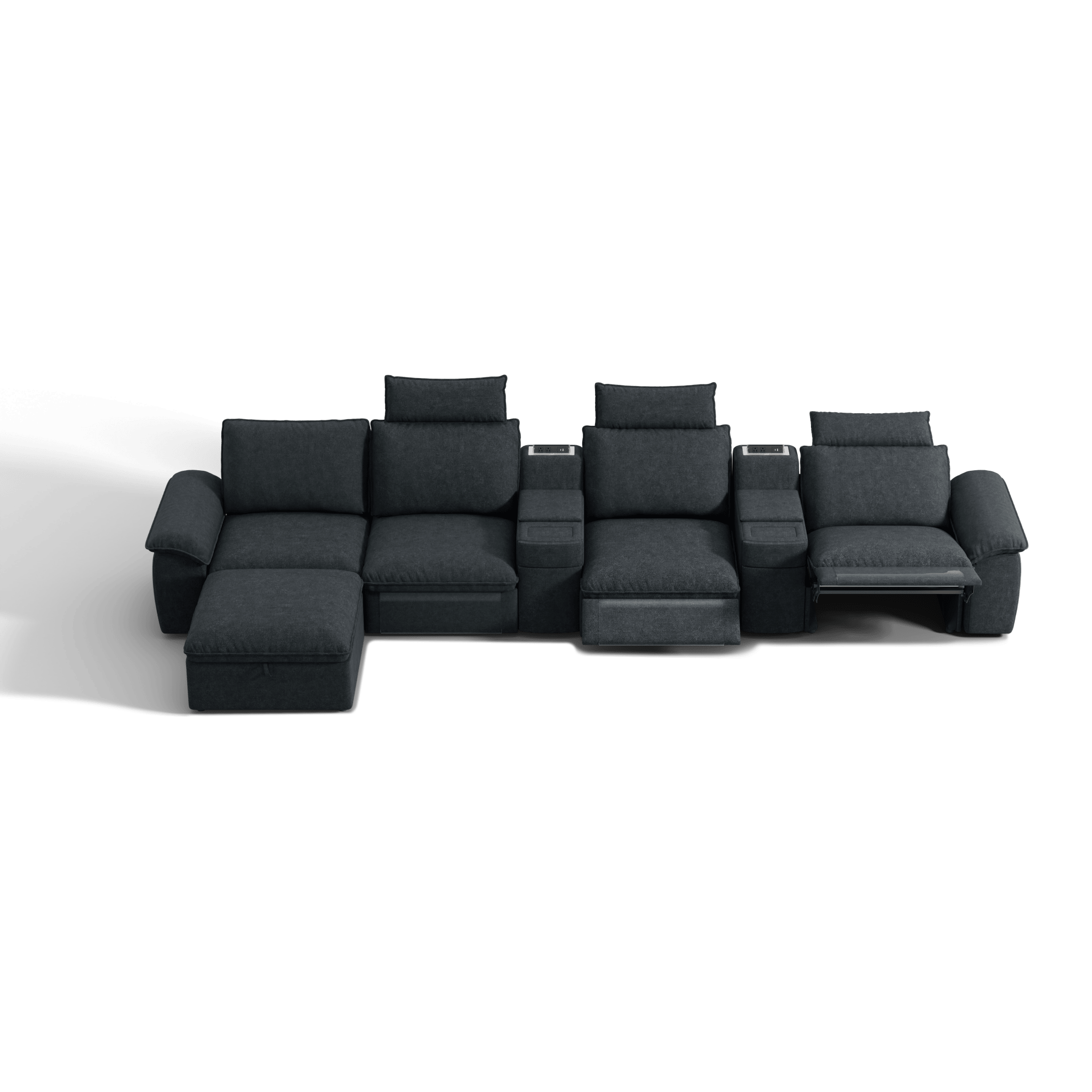 SOMA Prestige 5 Seat L - shaped, with 3 Recliners & 2 Consoles | Nap Armrests