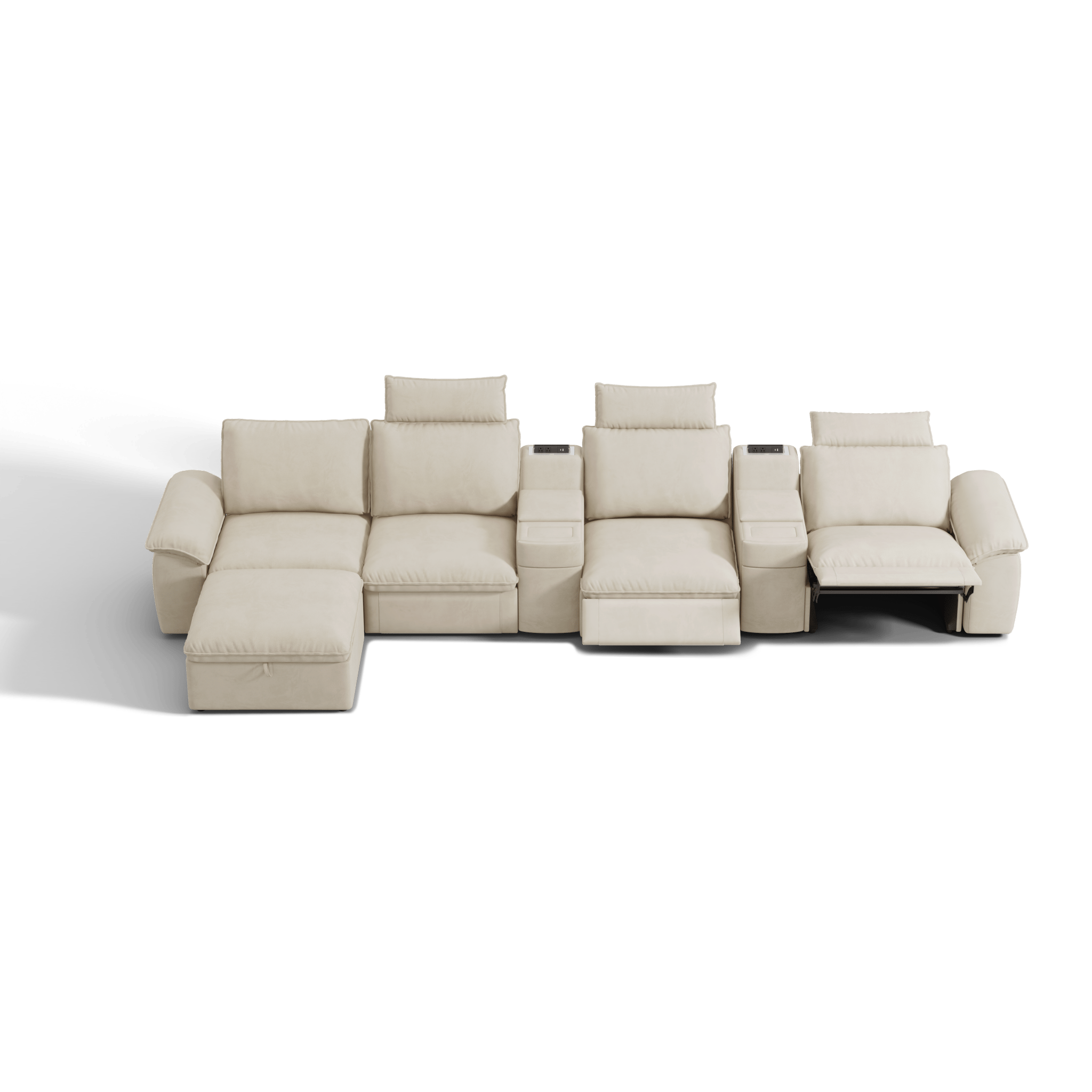 SOMA Prestige 5 Seat L - shaped, with 3 Recliners & 2 Consoles | Nap Armrests
