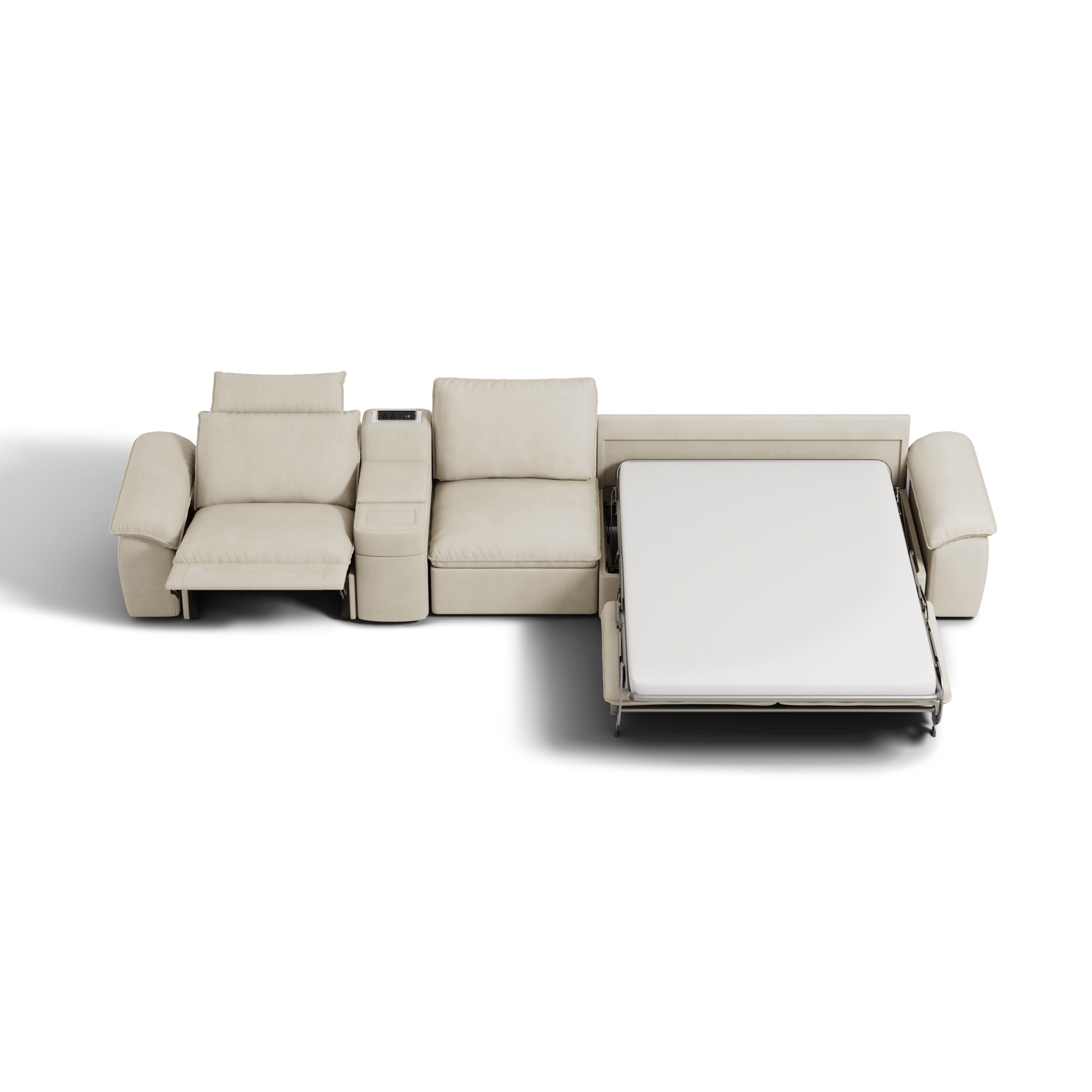 SOMA Oasis II 4 Seat L - shaped Versatile Recliner, with Hidden One - pull Sofa Bed | Nap Armrests