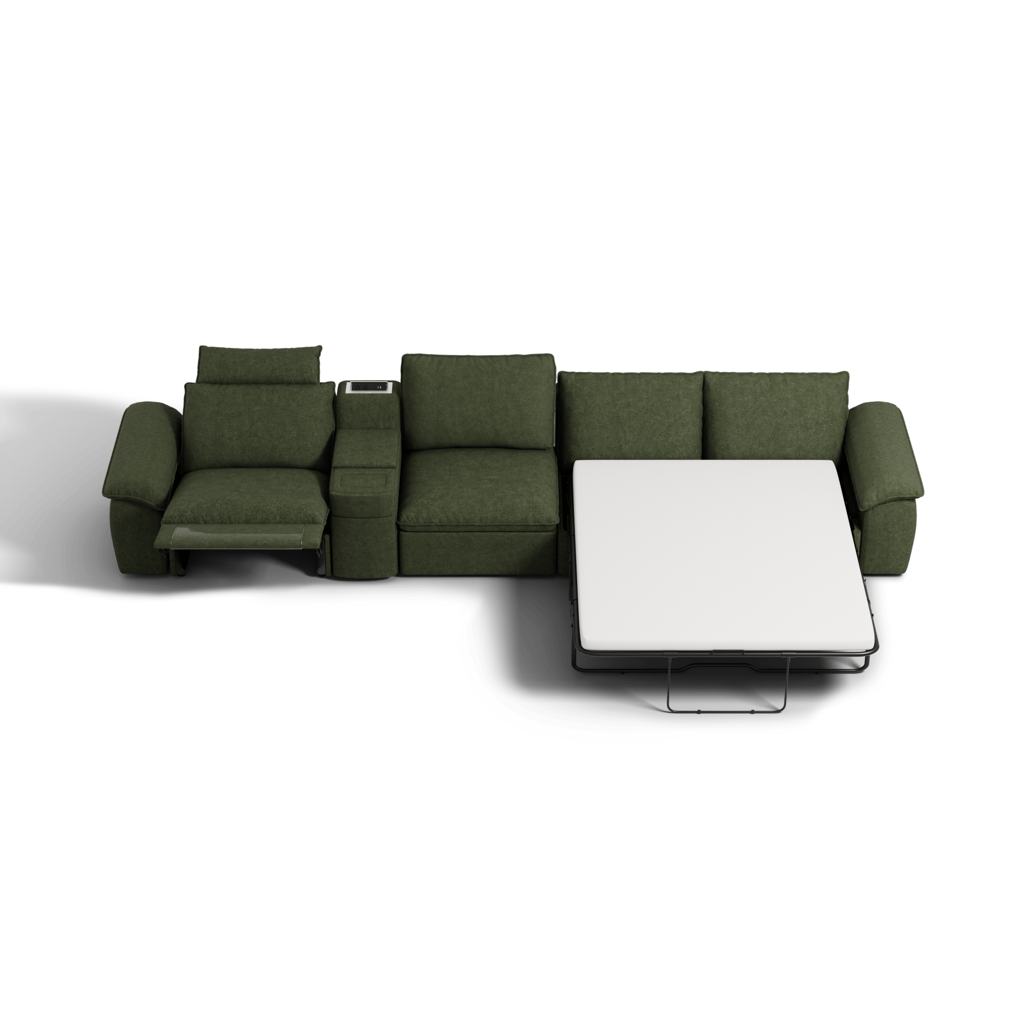 SOMA Oasis I 4 Seat L - shaped Versatile Recliner, with Hidden Sofa Bed | Nap Armrests
