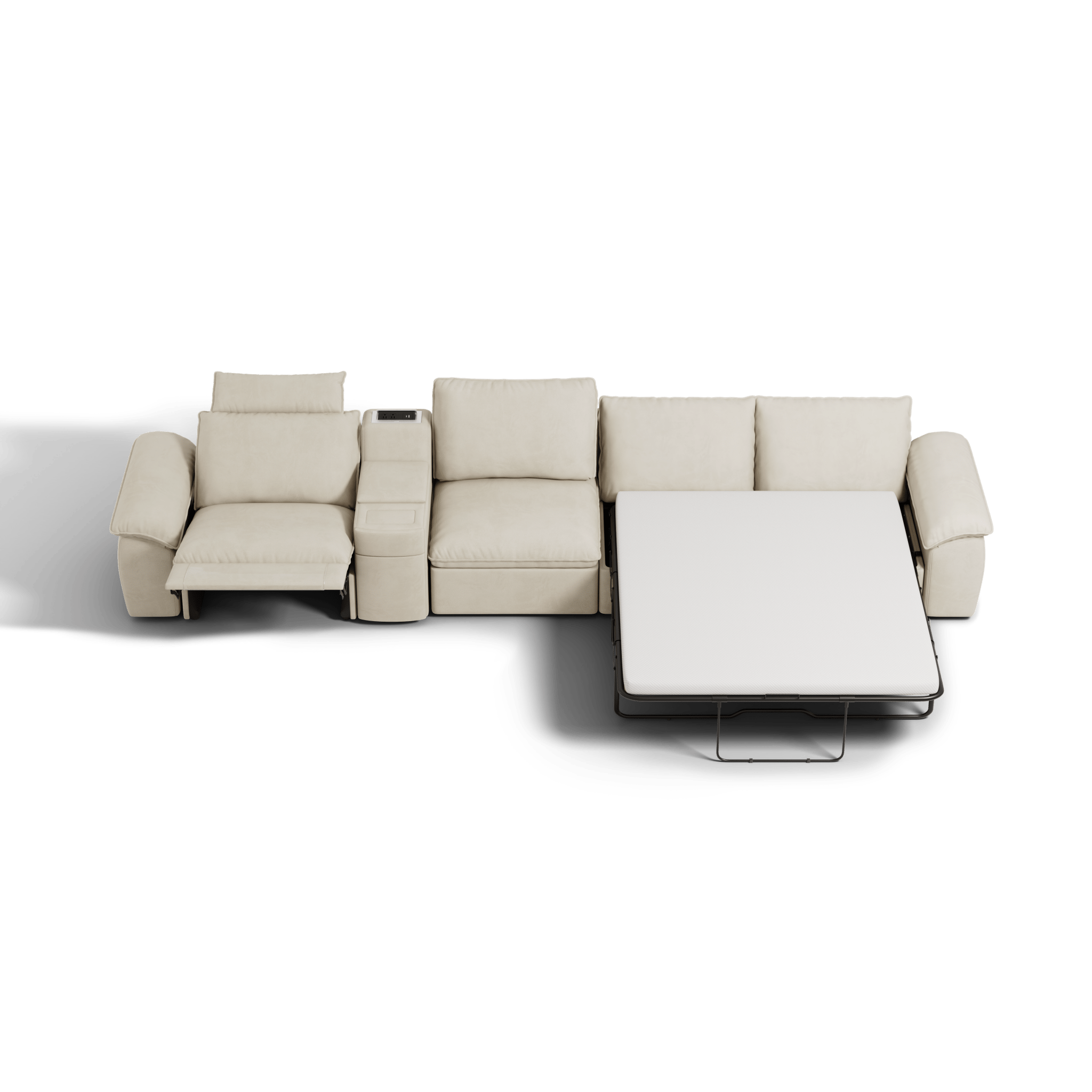 SOMA Oasis I 4 Seat L - shaped Versatile Recliner, with Hidden Sofa Bed | Nap Armrests