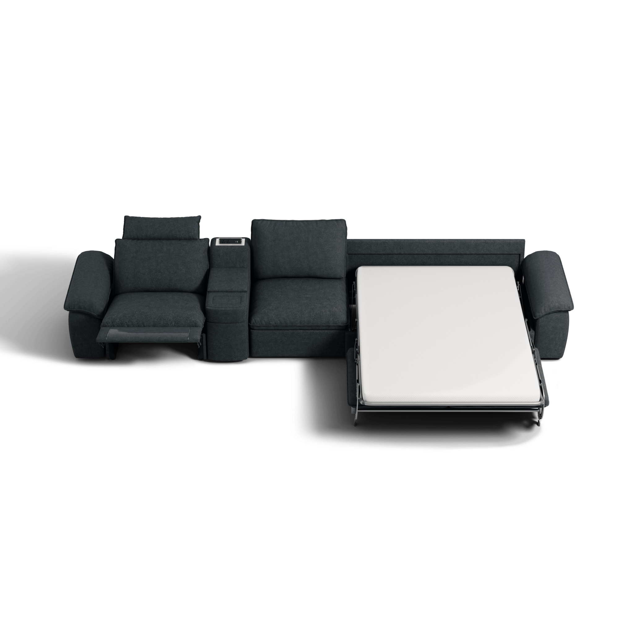 SOMA Oasis II 4 Seat L - shaped Versatile Recliner, with Hidden One - pull Sofa Bed | Nap Armrests