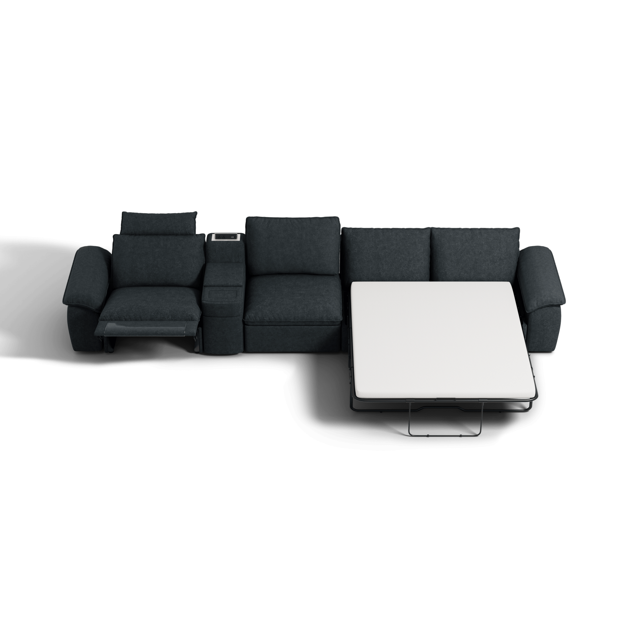 SOMA Oasis I 4 Seat L - shaped Versatile Recliner, with Hidden Sofa Bed | Nap Armrests