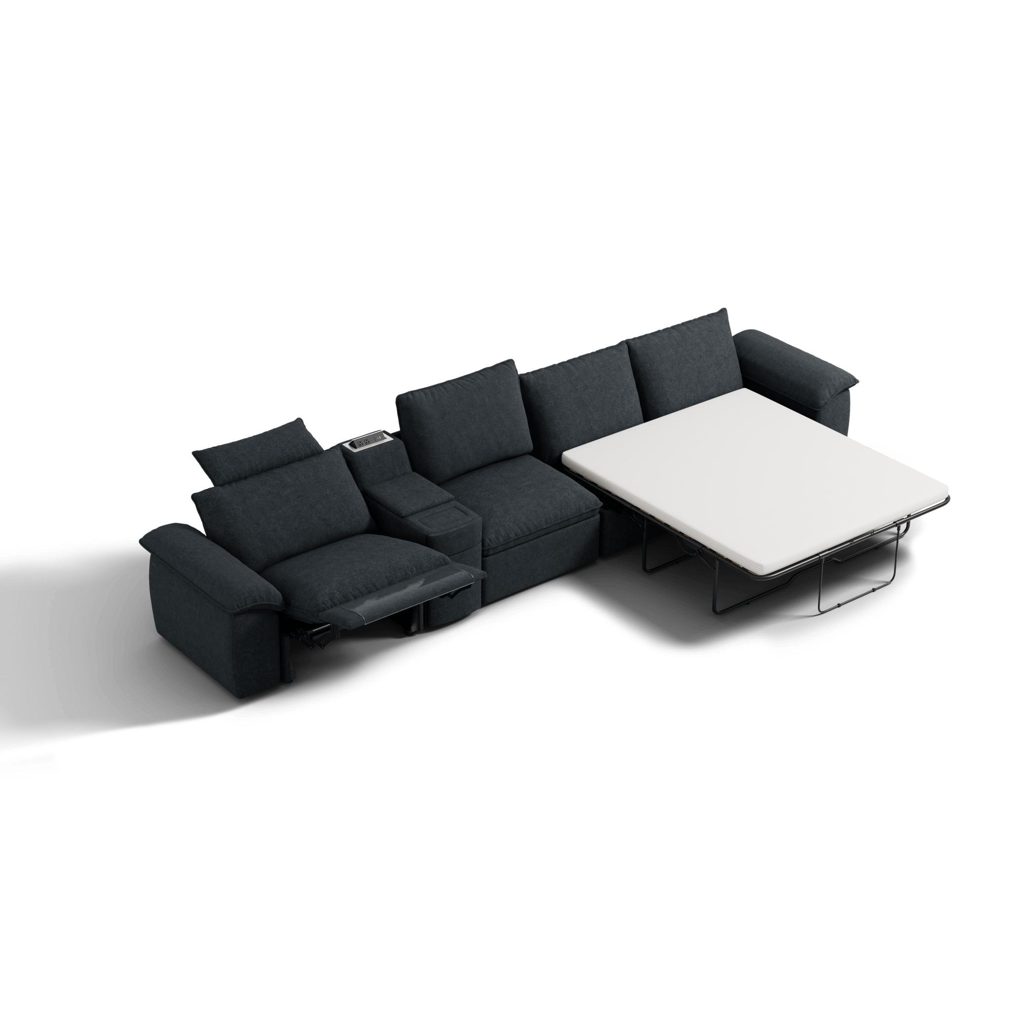 SOMA Oasis I 4 Seat L - shaped Versatile Recliner, with Hidden Sofa Bed | Nap Armrests