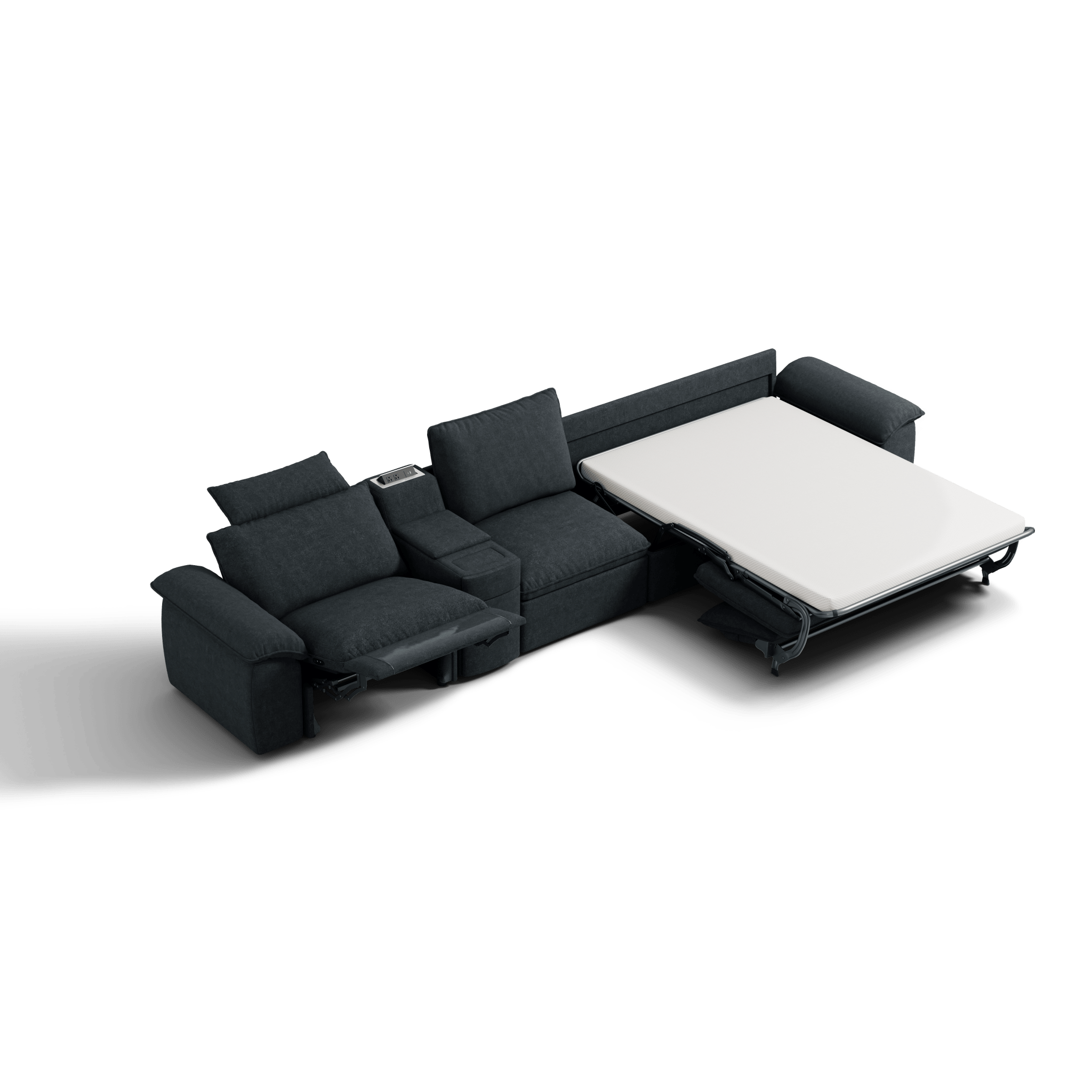 SOMA Oasis II 4 Seat L - shaped Versatile Recliner, with Hidden One - pull Sofa Bed | Nap Armrests
