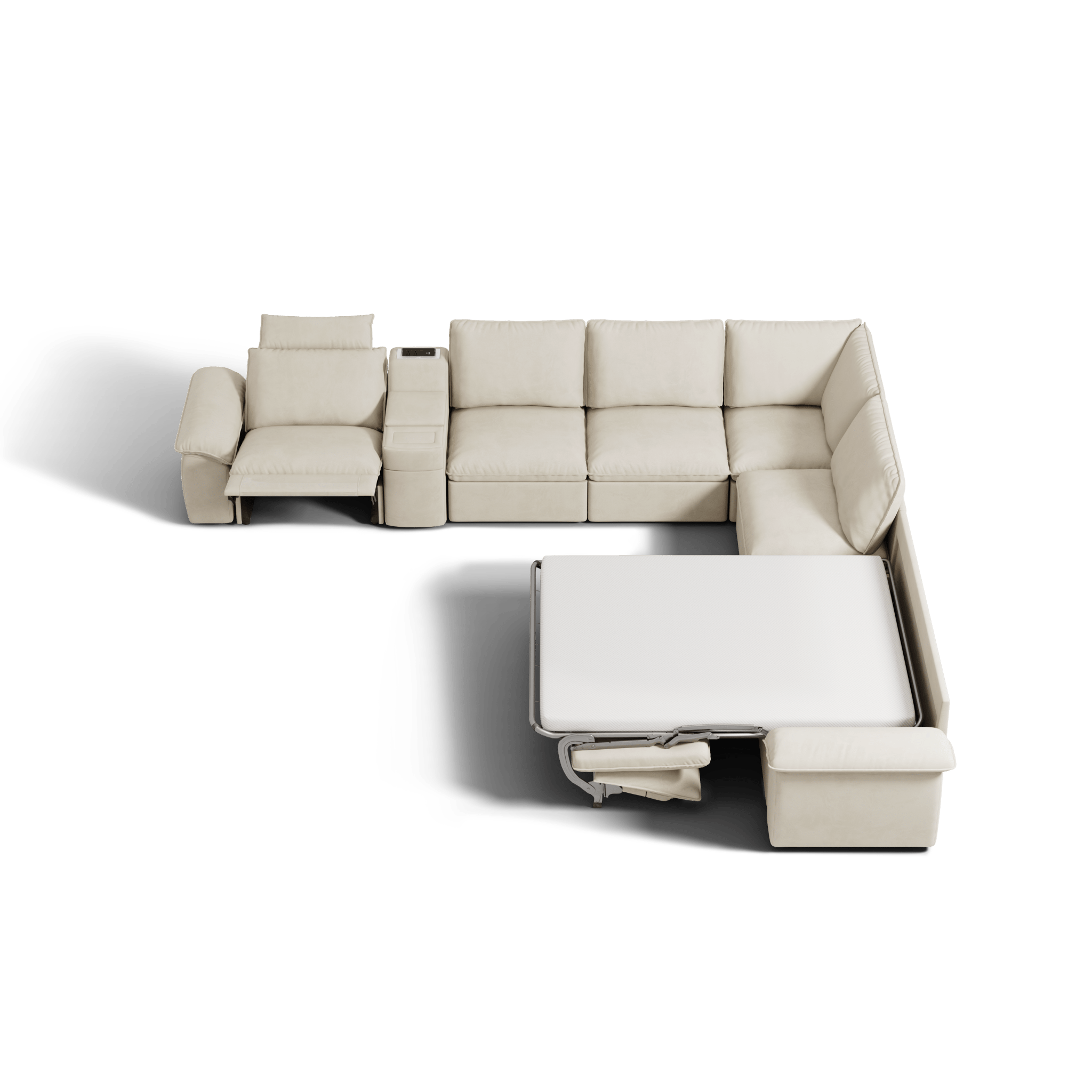 SOMA Oasis II 7 Seat V - shaped Versatile Recliner, with Hidden One - pull Sofa Bed | Nap Armrests