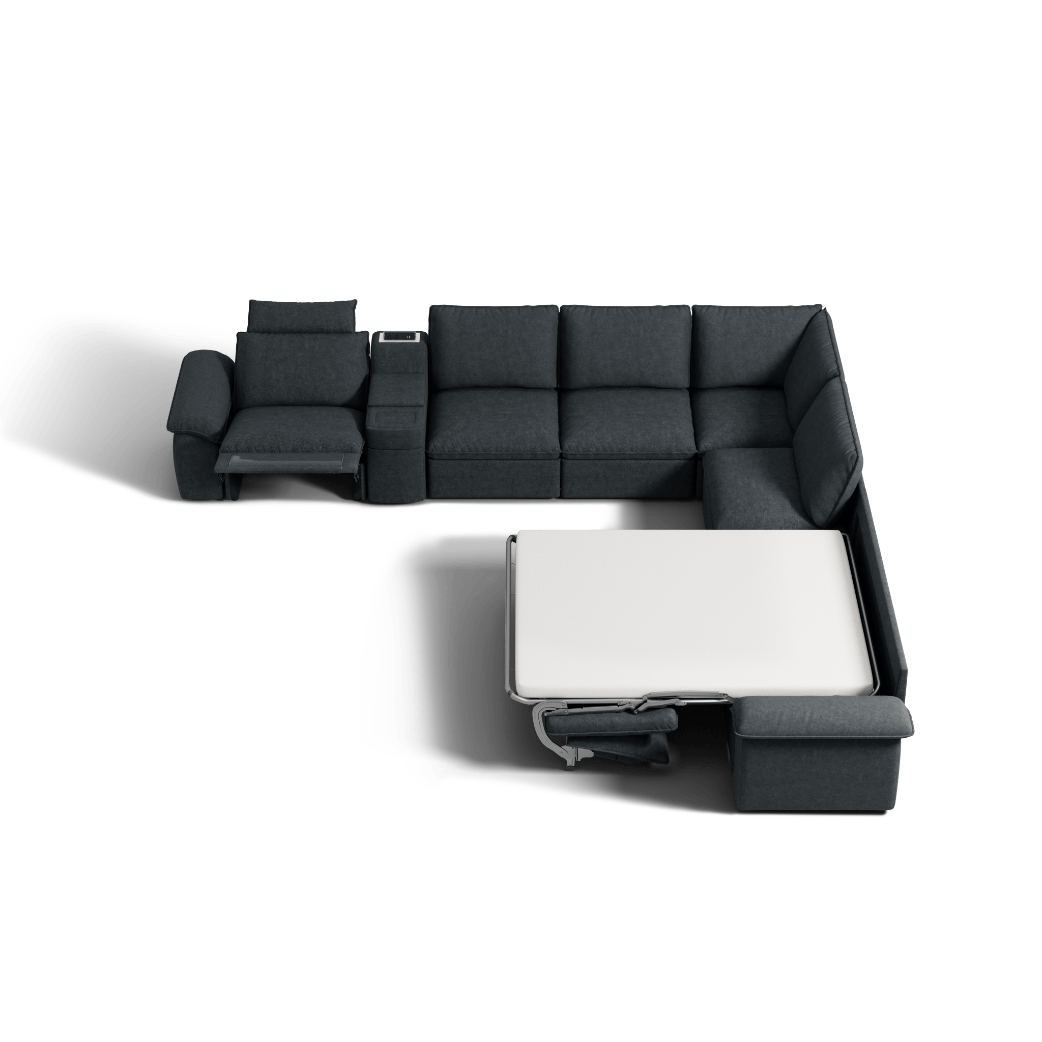 SOMA Oasis II 7 Seat V - shaped Versatile Recliner, with Hidden One - pull Sofa Bed | Nap Armrests