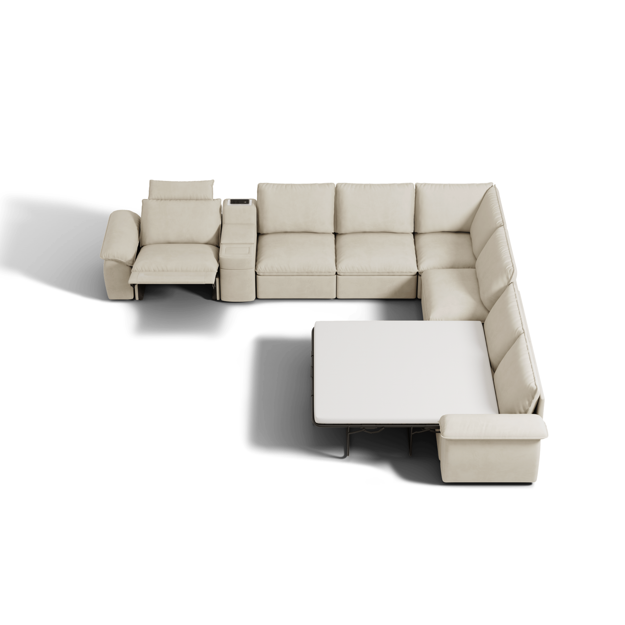 SOMA Oasis I 7 Seat V - shaped Versatile Recliner, with Hidden Sofa Bed | Nap Armrests