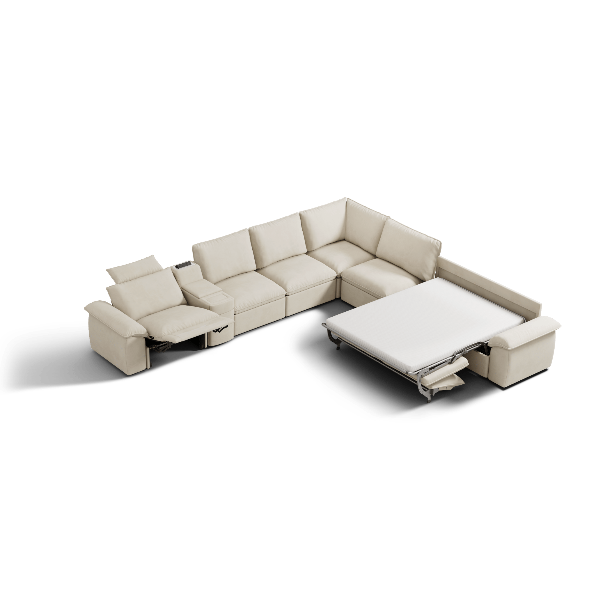 SOMA Oasis II 7 Seat V - shaped Versatile Recliner, with Hidden One - pull Sofa Bed | Nap Armrests