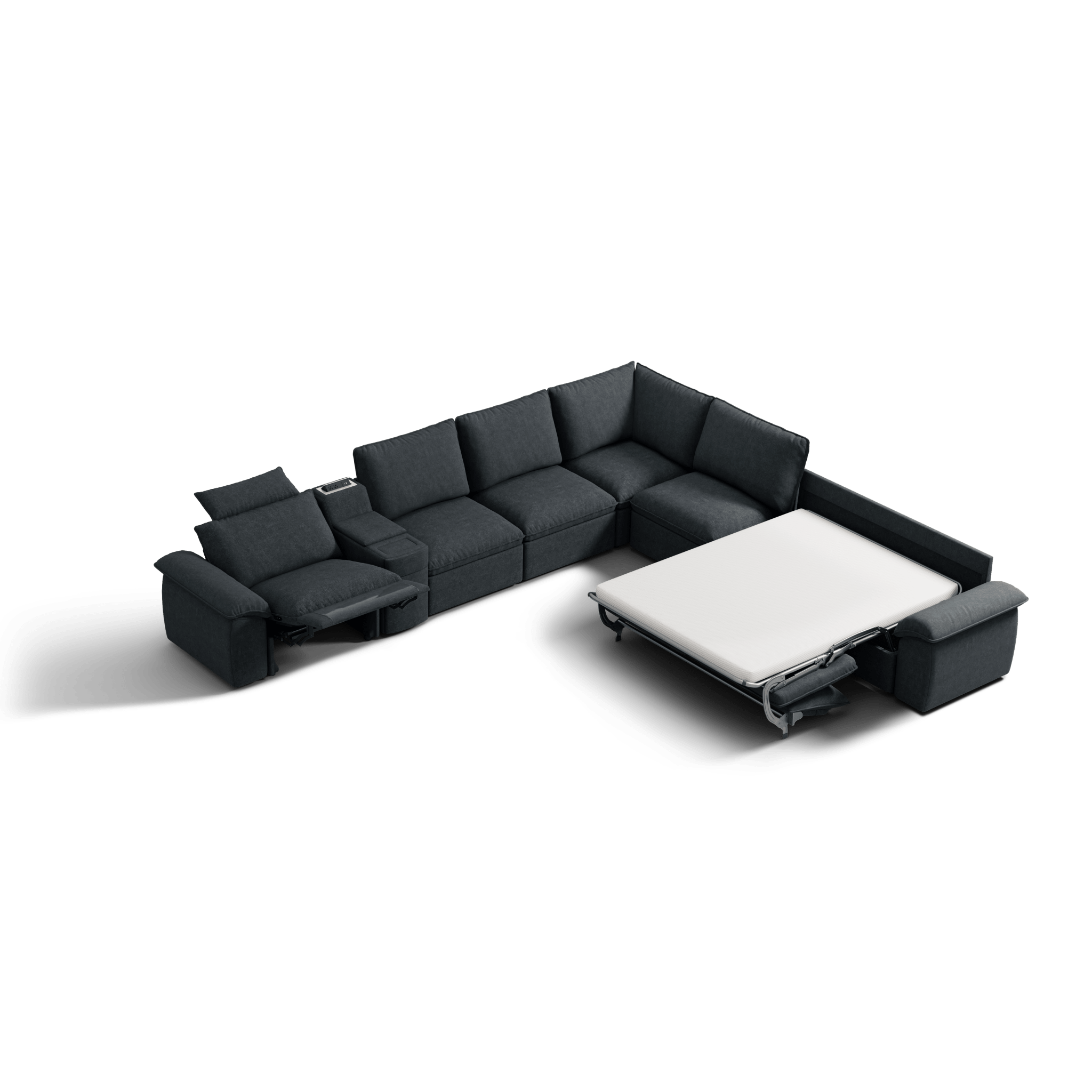 SOMA Oasis II 7 Seat V - shaped Versatile Recliner, with Hidden One - pull Sofa Bed | Nap Armrests