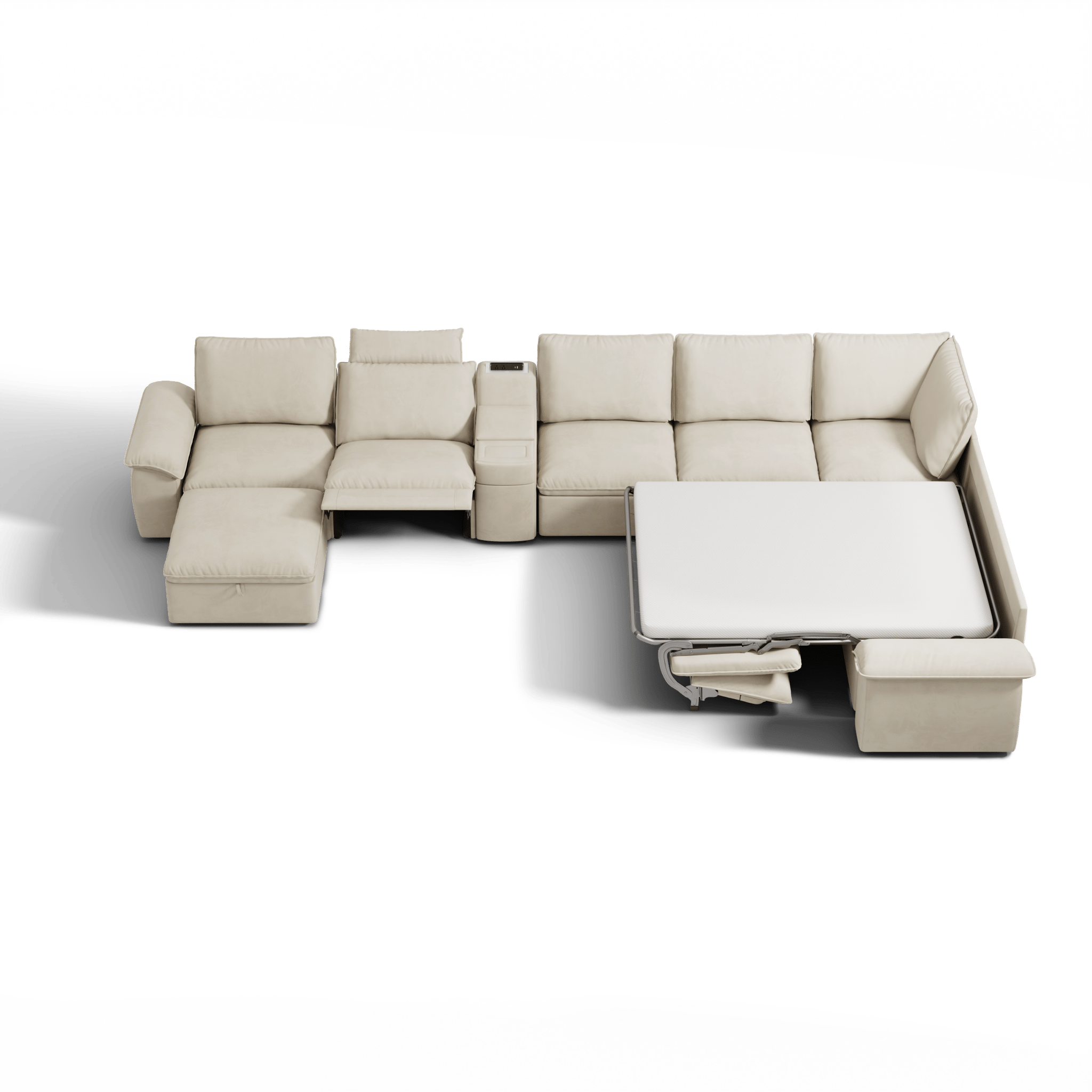 SOMA Oasis II 8 Seat L - shaped Versatile Recliner, with Hidden One - pull Sofa Bed | Nap Armrests