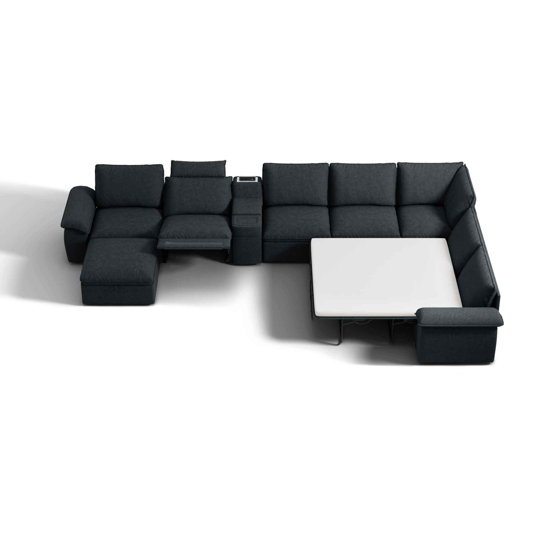 SOMA Oasis I 8 Seat L - shaped Versatile Recliner, with Hidden Sofa Bed | Nap Armrests