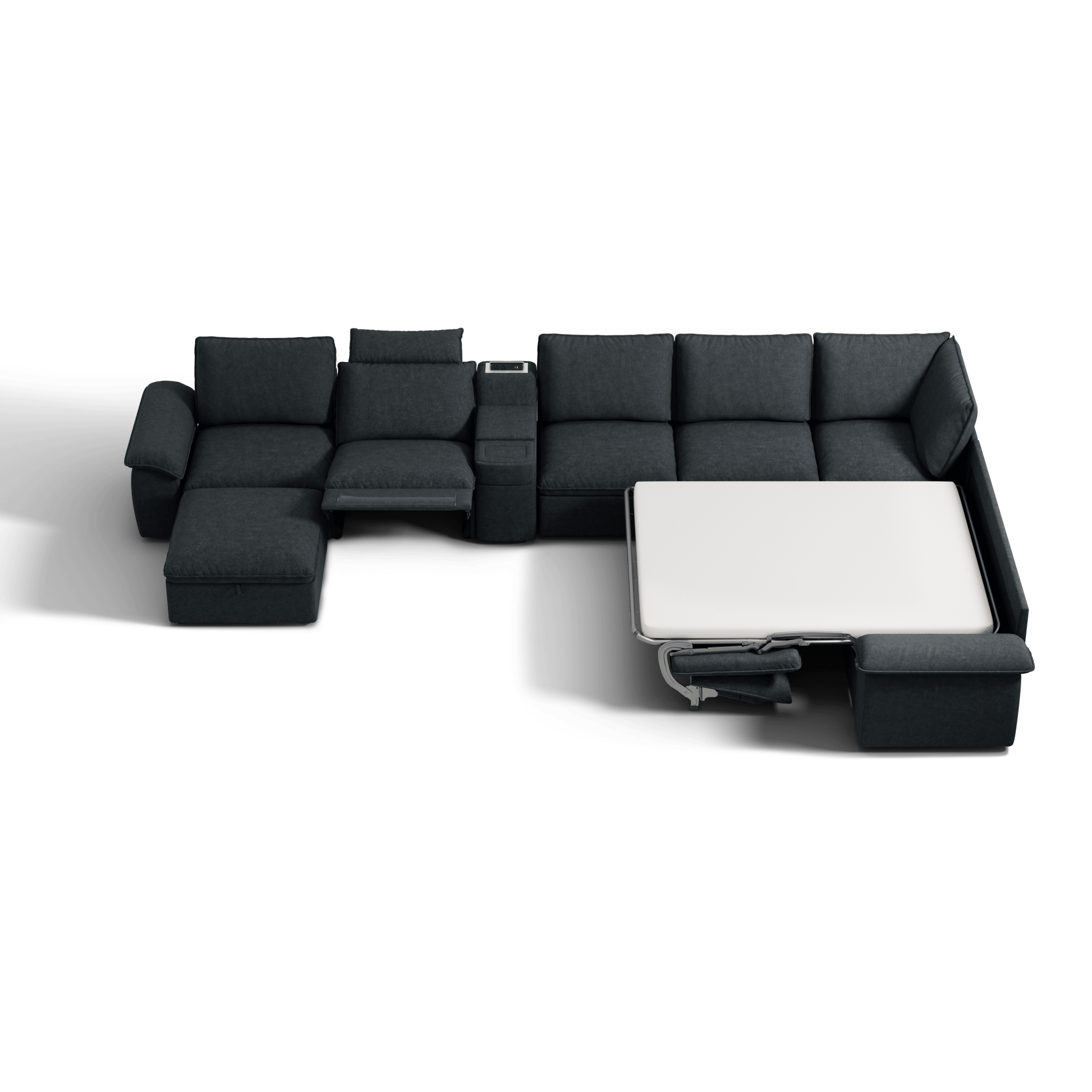SOMA Oasis II 8 Seat L - shaped Versatile Recliner, with Hidden One - pull Sofa Bed | Nap Armrests