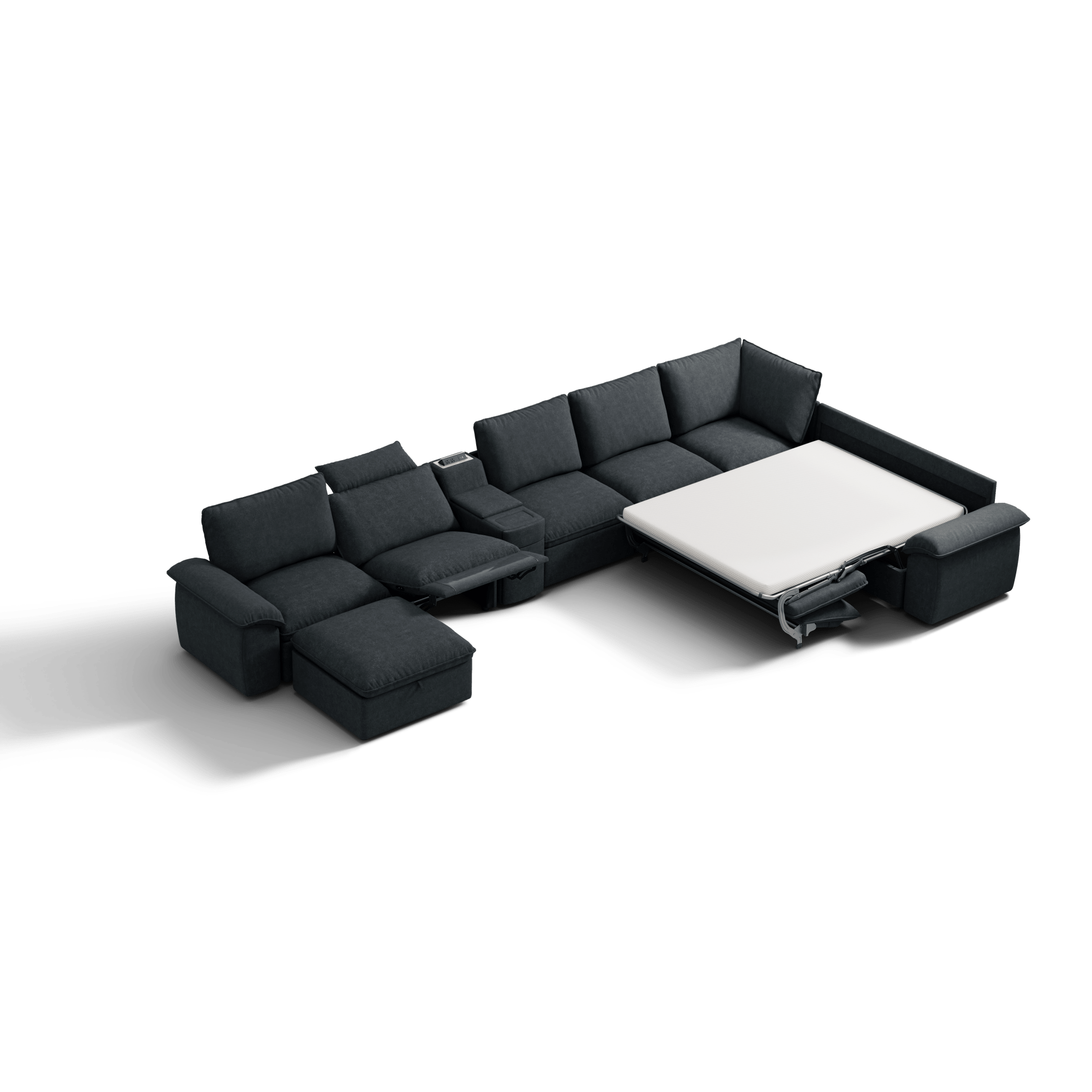 SOMA Oasis II 8 Seat L - shaped Versatile Recliner, with Hidden One - pull Sofa Bed | Nap Armrests