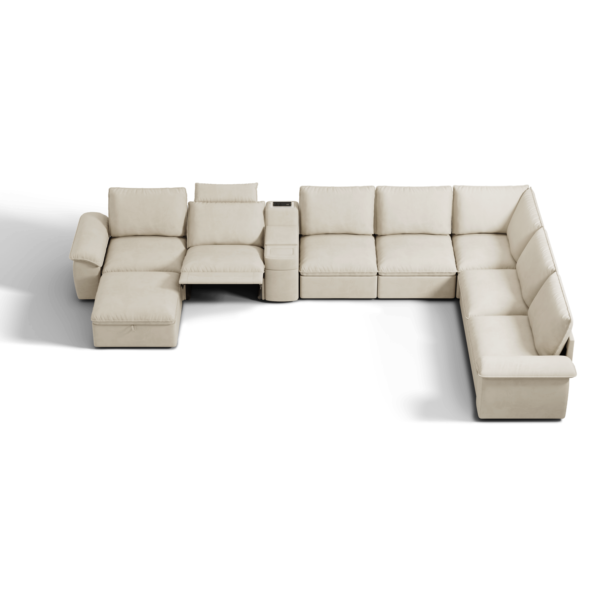 SOMA Oasis II 8 Seat L - shaped Versatile Recliner, with Hidden One - pull Sofa Bed | Nap Armrests