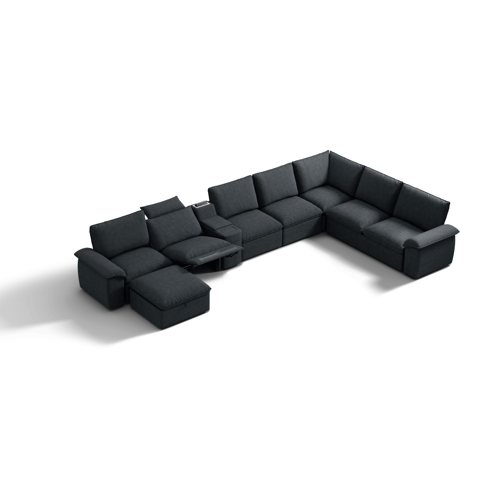 SOMA Oasis II 8 Seat L - shaped Versatile Recliner, with Hidden One - pull Sofa Bed | Nap Armrests