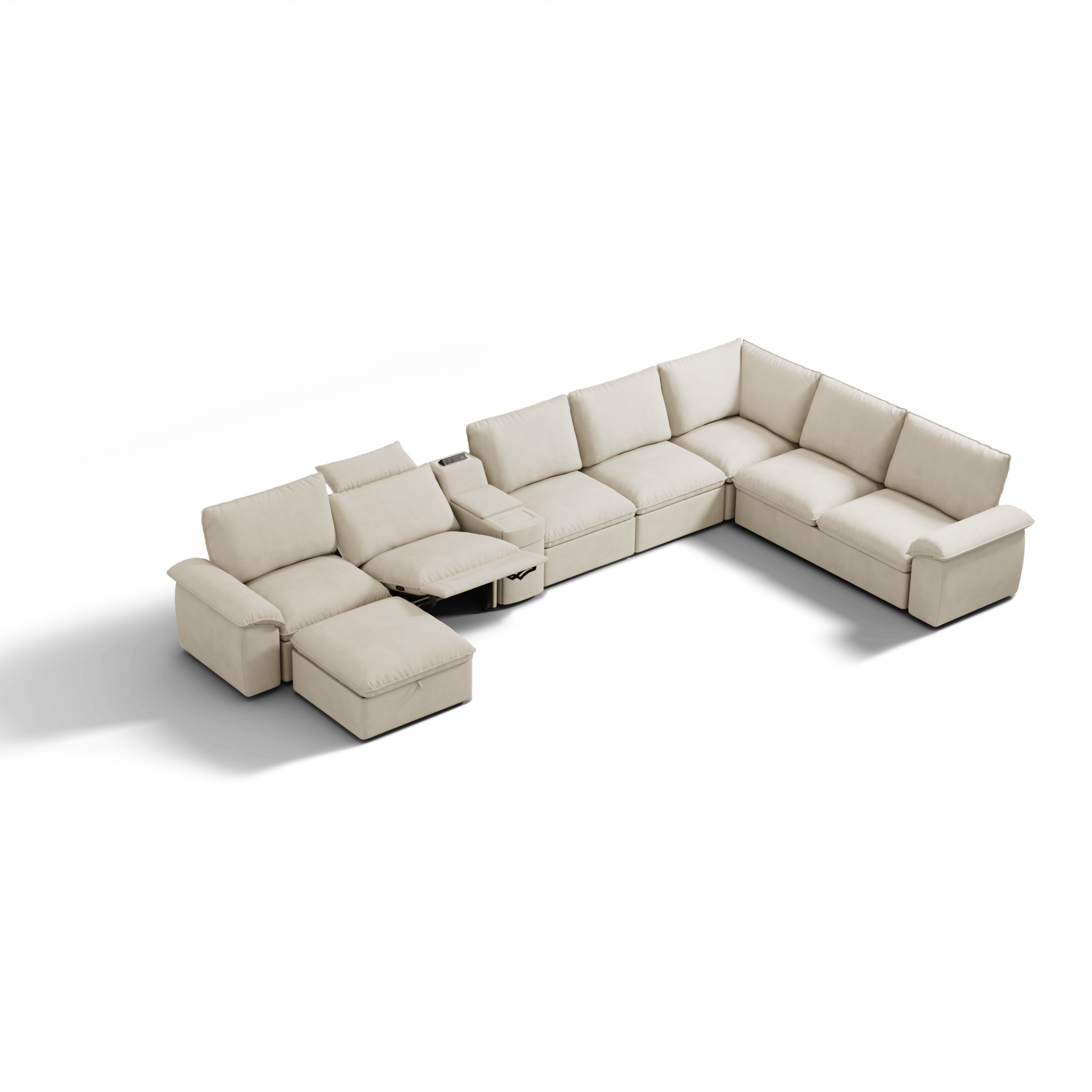 SOMA Oasis I 8 Seat L - shaped Versatile Recliner, with Hidden Sofa Bed | Nap Armrests