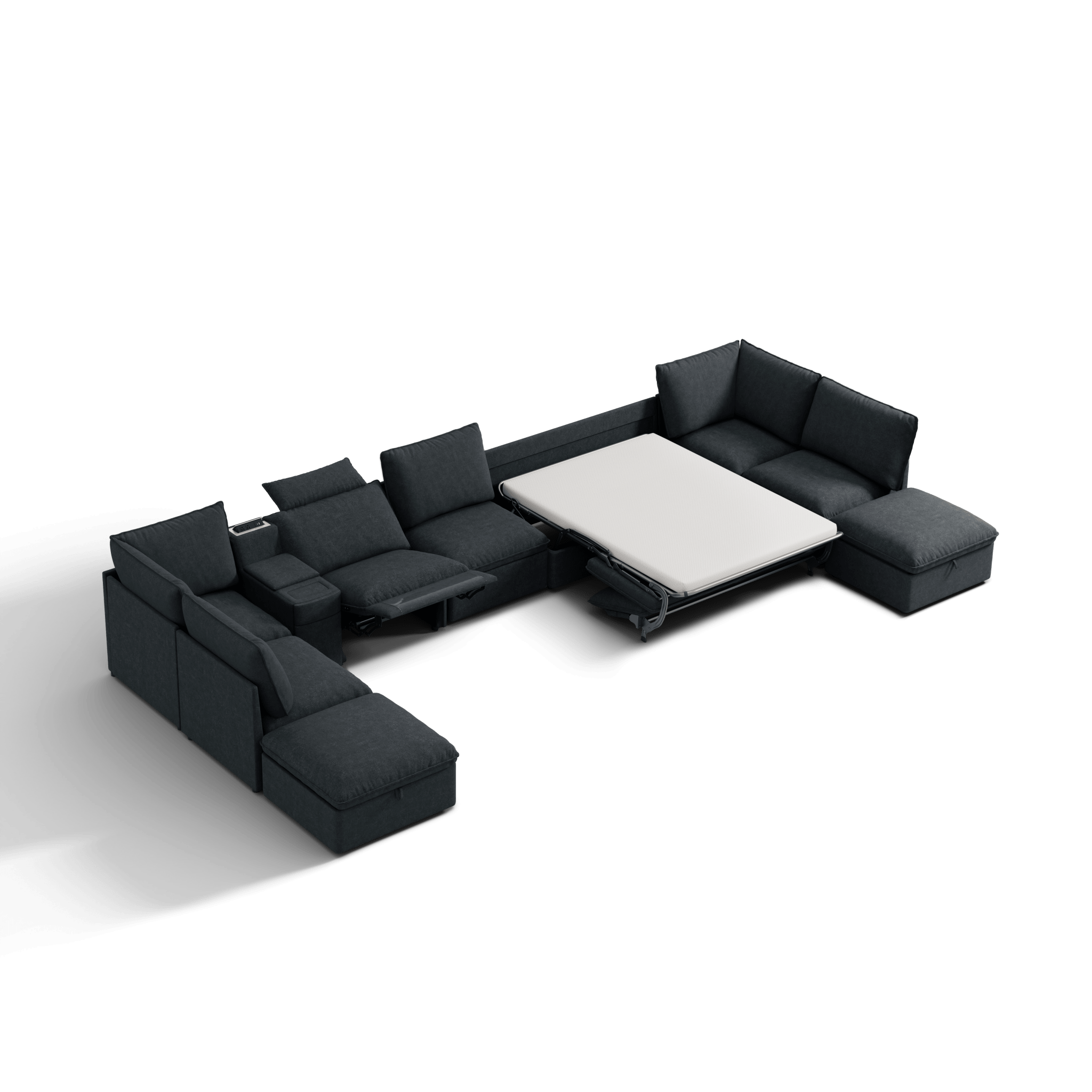 SOMA Oasis II 10 Seat L - shaped Versatile Recliner, with Hidden One - pull Sofa Bed