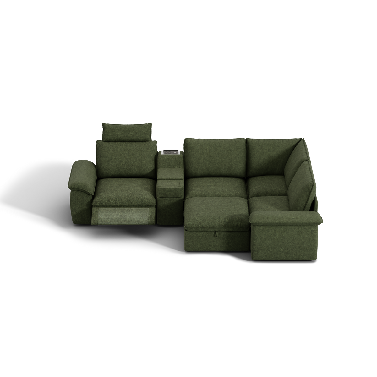 SOMA Prestige 5 Seat L-shaped, with Recliner & Power Console | Nap Armrests