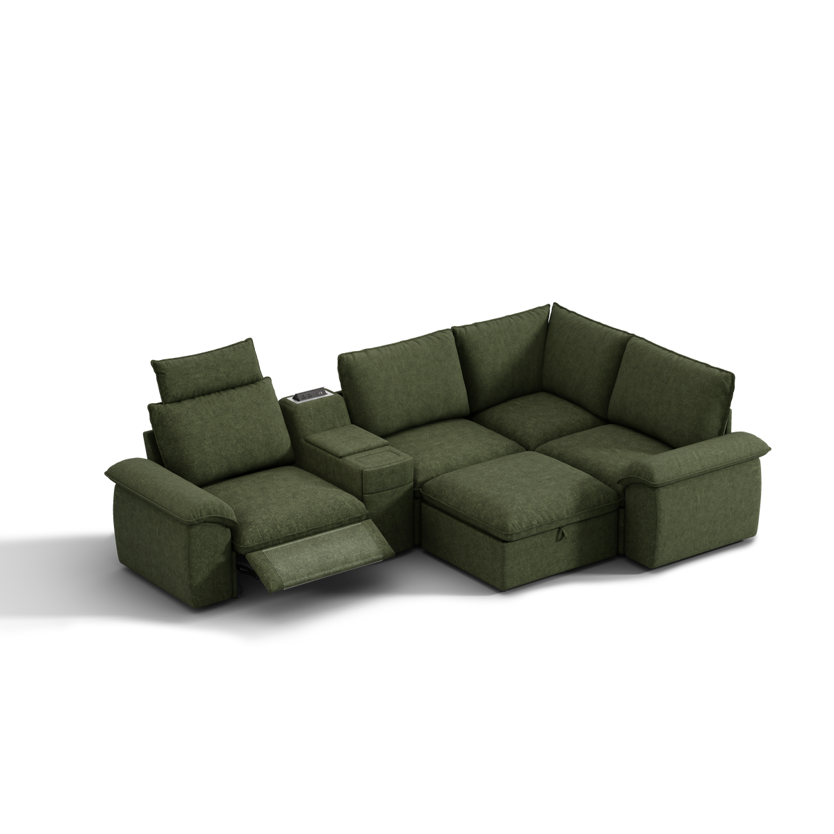 SOMA Prestige 5 Seat L-shaped, with Recliner & Power Console | Nap Armrests