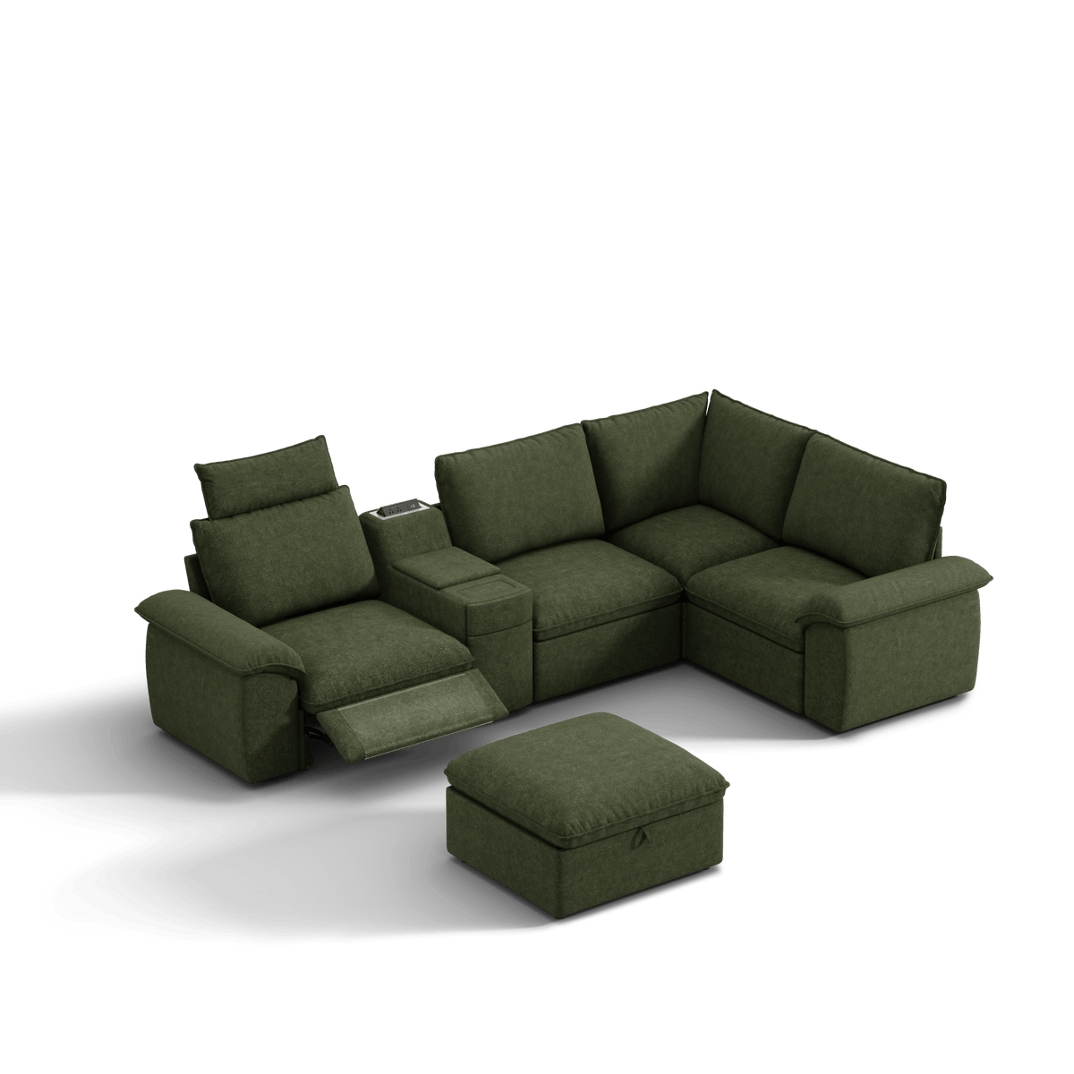 SOMA Prestige 5 Seat L-shaped, with Recliner & Power Console | Nap Armrests