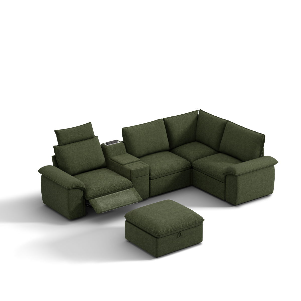 SOMA Prestige 5 Seat L-shaped, with Recliner & Power Console | Nap Armrests