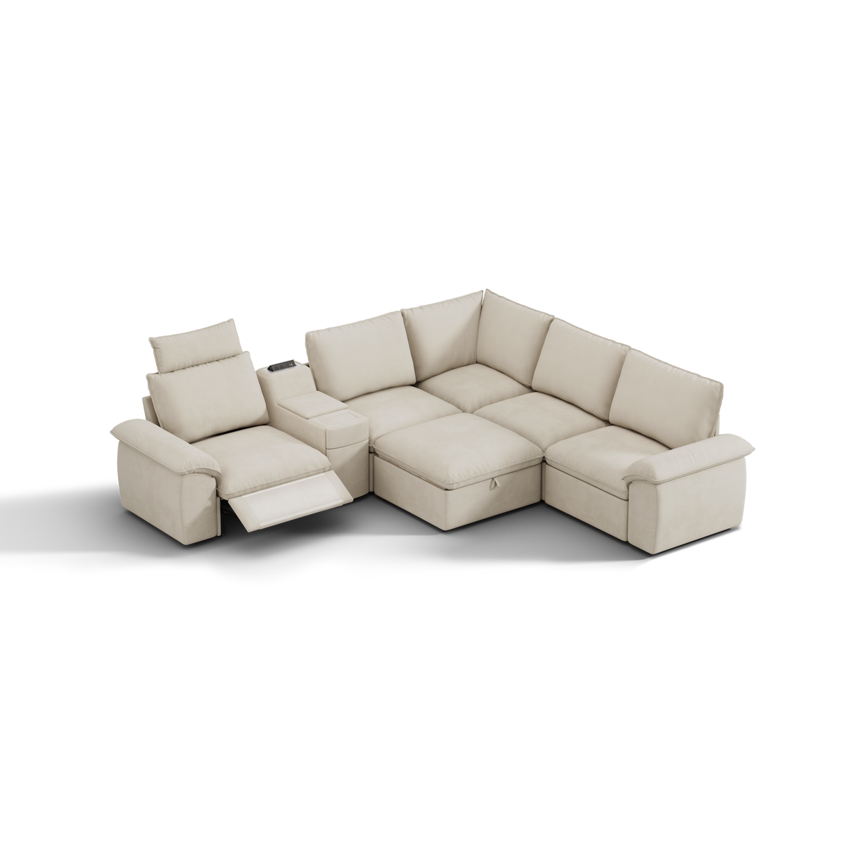 SOMA Prestige 6 Seat V-shaped, with Recliner & Power Console | Nap Armrests