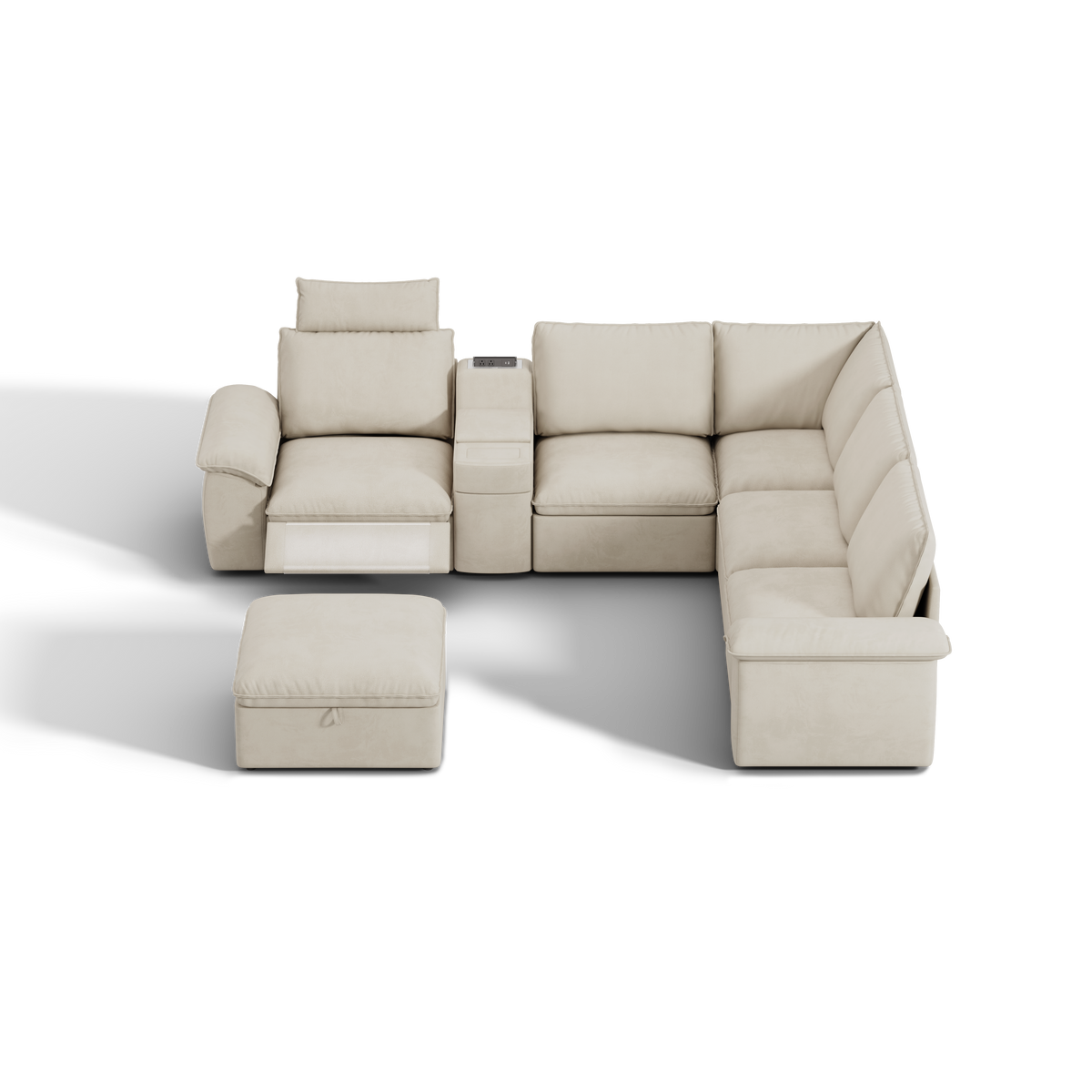 SOMA Prestige 6 Seat V-shaped, with Recliner & Power Console | Nap Armrests