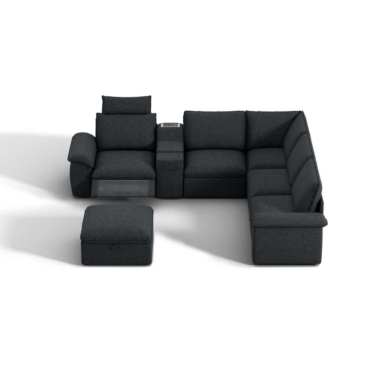 SOMA Prestige 6 Seat V-shaped, with Recliner & Power Console | Nap Armrests