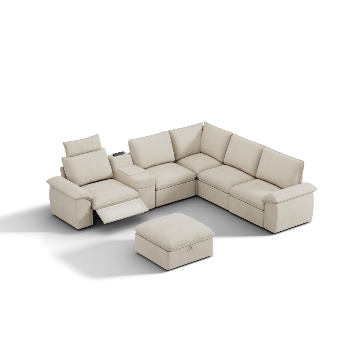 SOMA Prestige 6 Seat V-shaped, with Recliner & Power Console | Nap Armrests